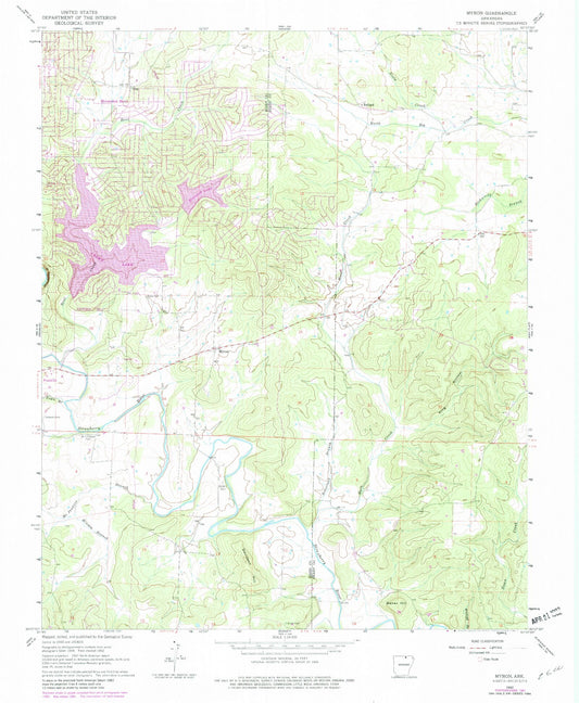 Classic USGS Myron Arkansas 7.5'x7.5' Topo Map Image
