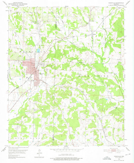 Classic USGS Nashville Arkansas 7.5'x7.5' Topo Map Image