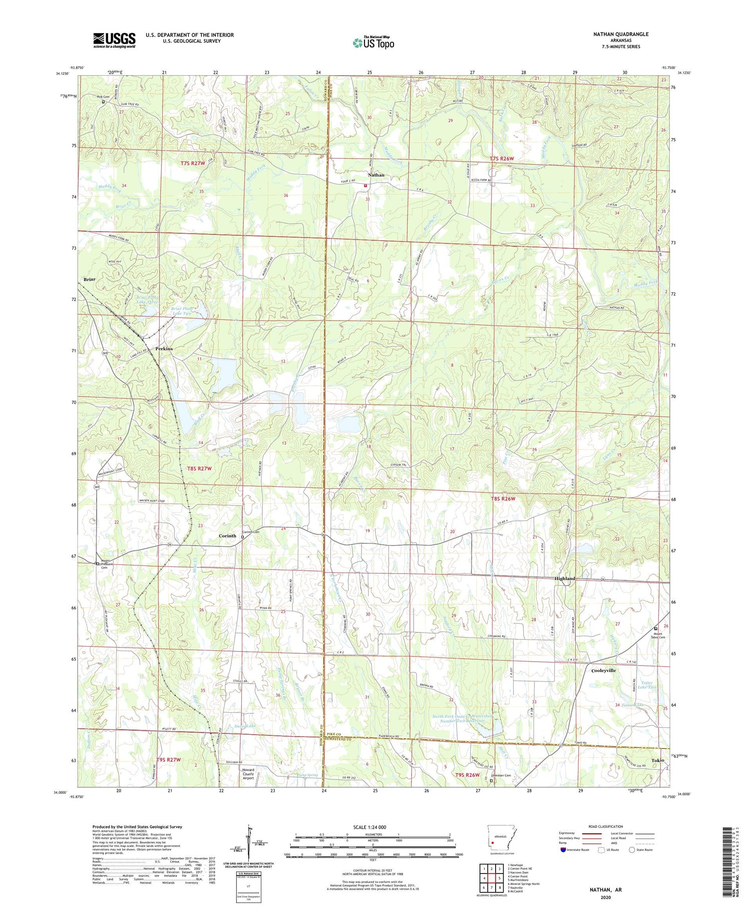 Nathan Arkansas US Topo Map Image