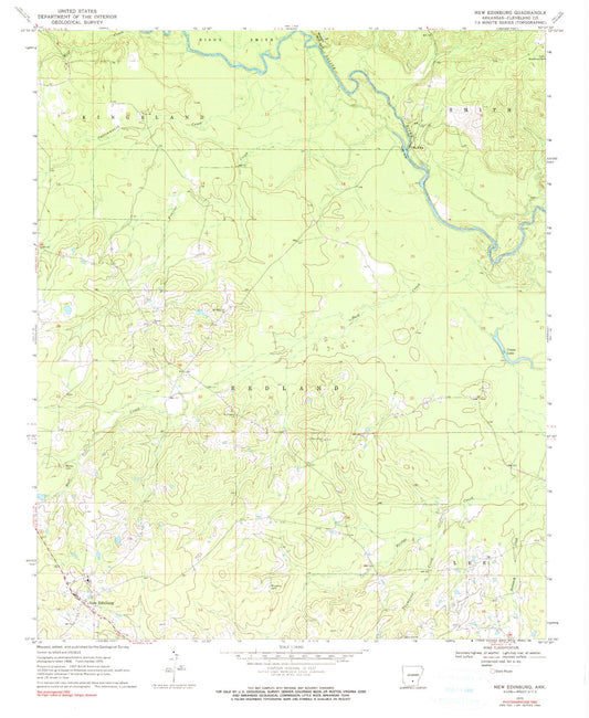 Classic USGS New Edinburg Arkansas 7.5'x7.5' Topo Map Image