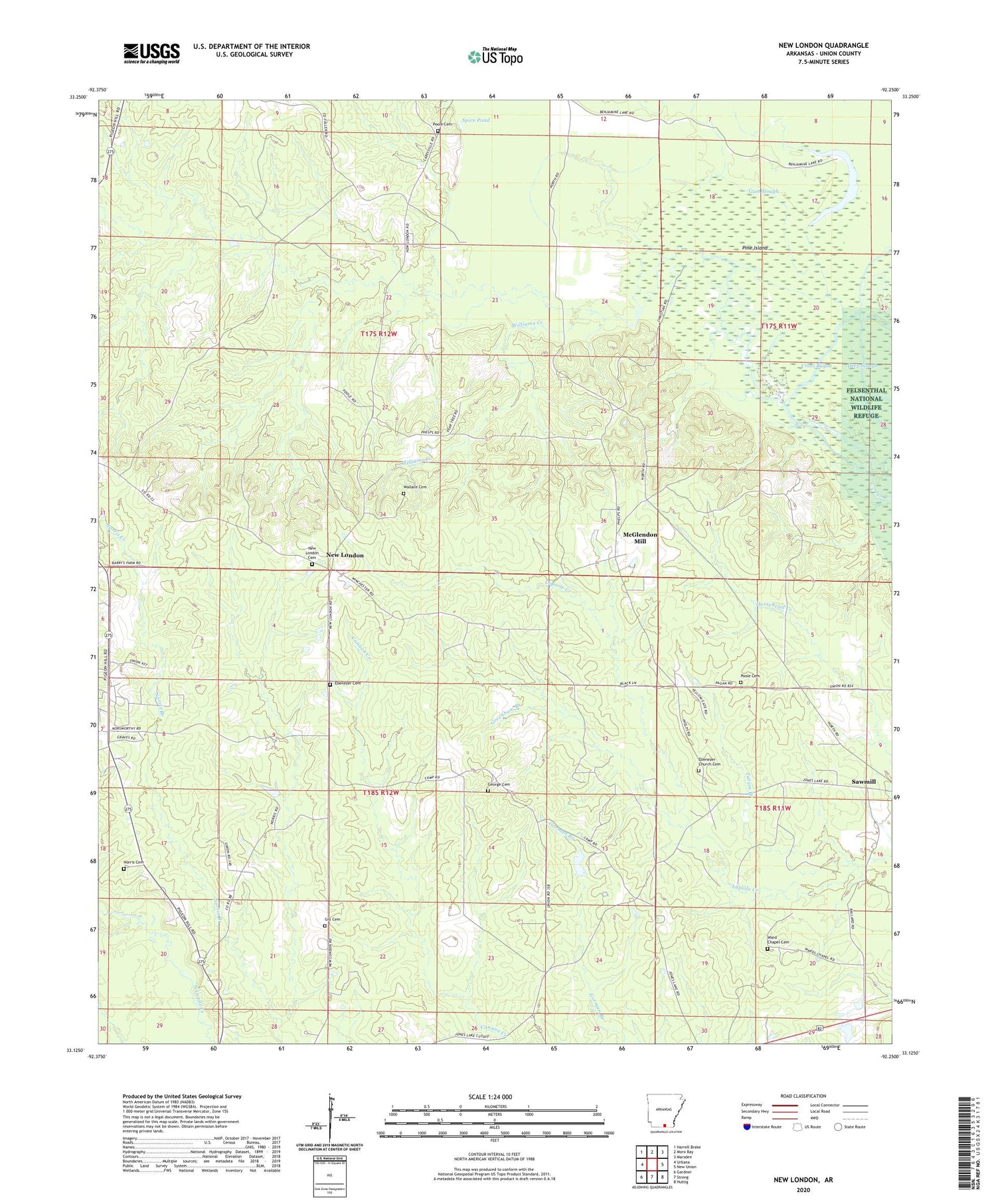 New London Arkansas US Topo Map Image