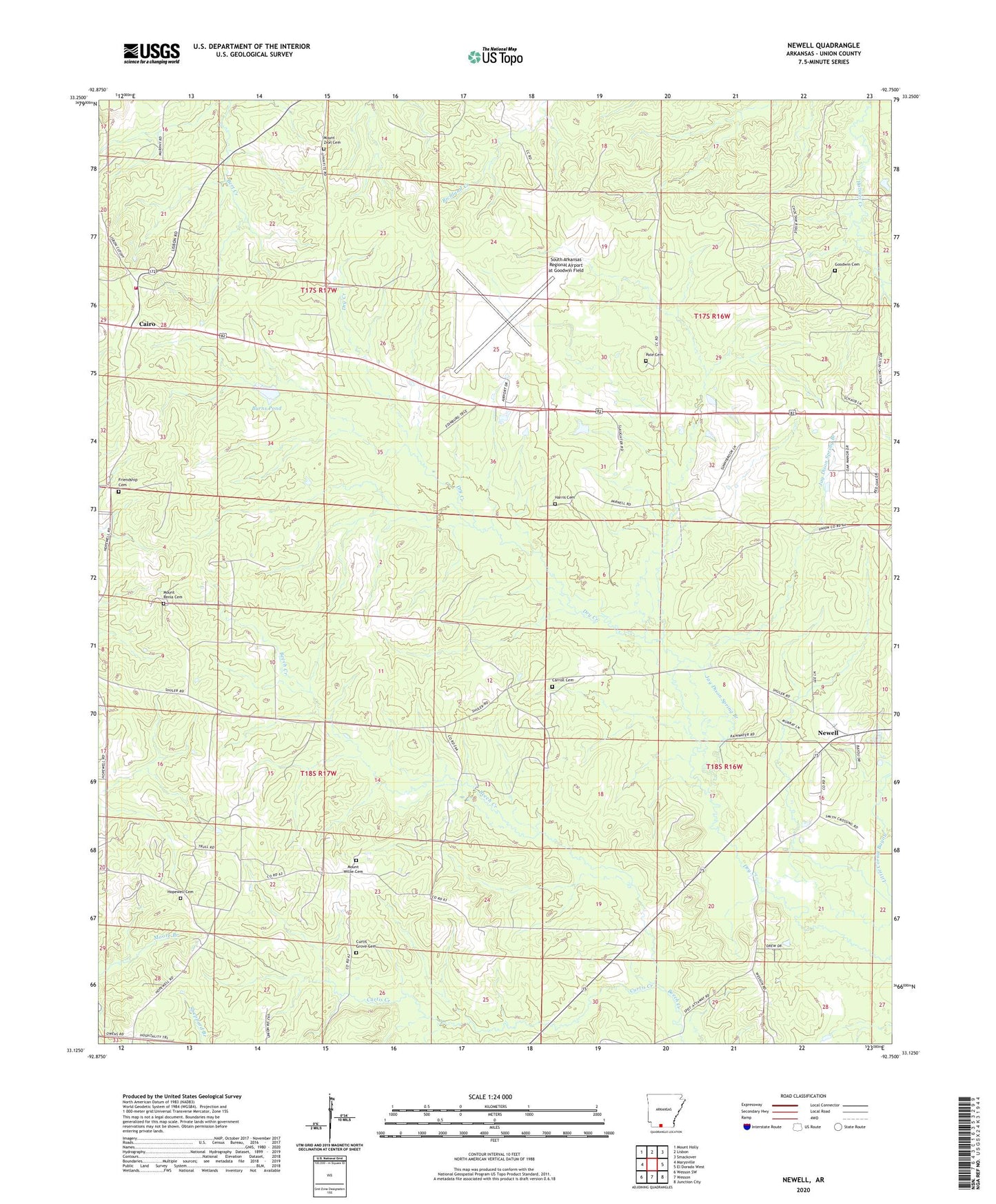 Newell Arkansas US Topo Map Image