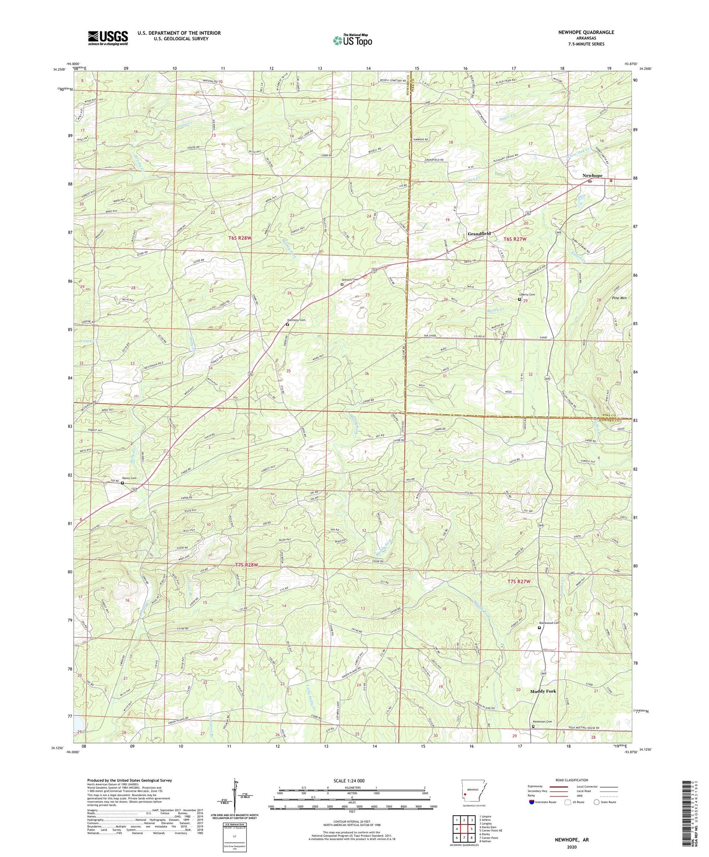 Newhope Arkansas US Topo Map Image