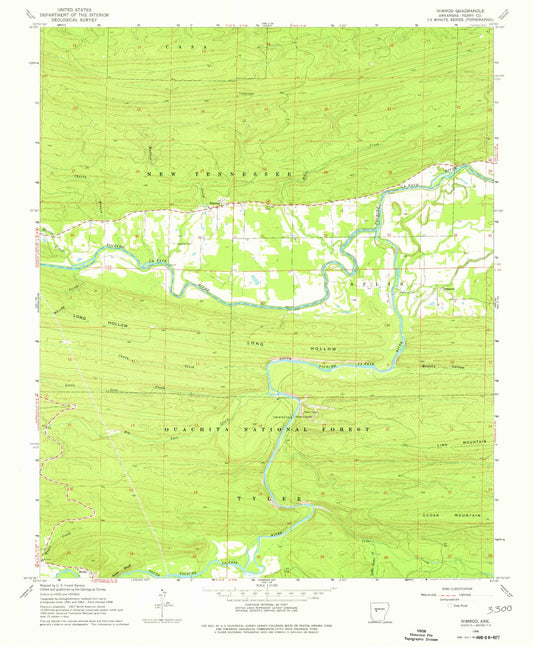 Classic USGS Nimrod Arkansas 7.5'x7.5' Topo Map Image