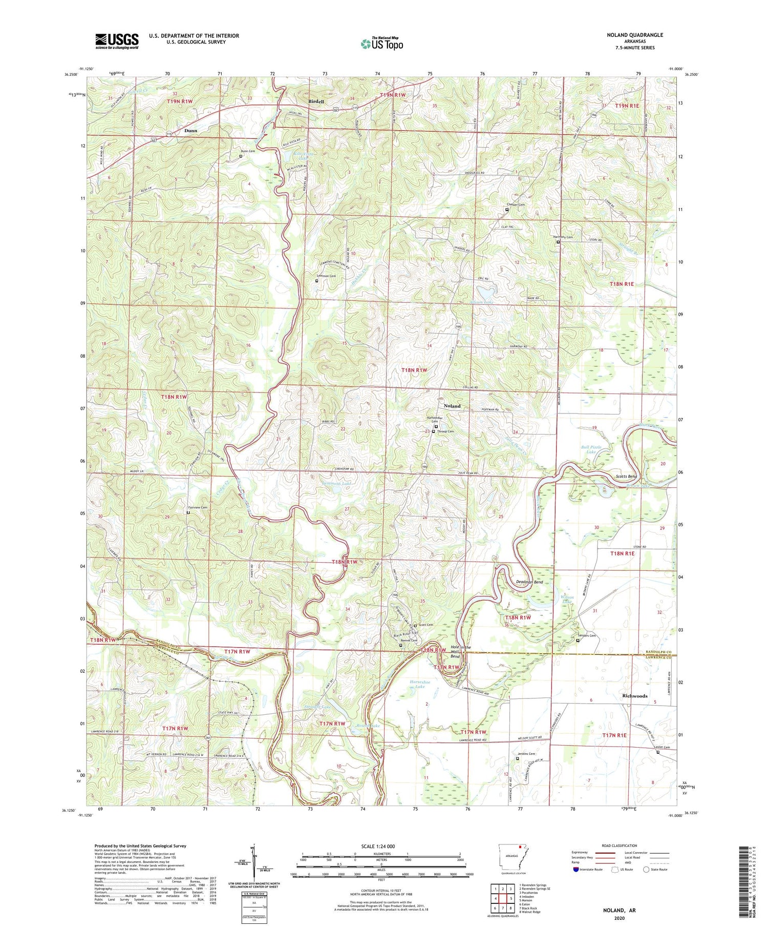 Noland Arkansas US Topo Map Image