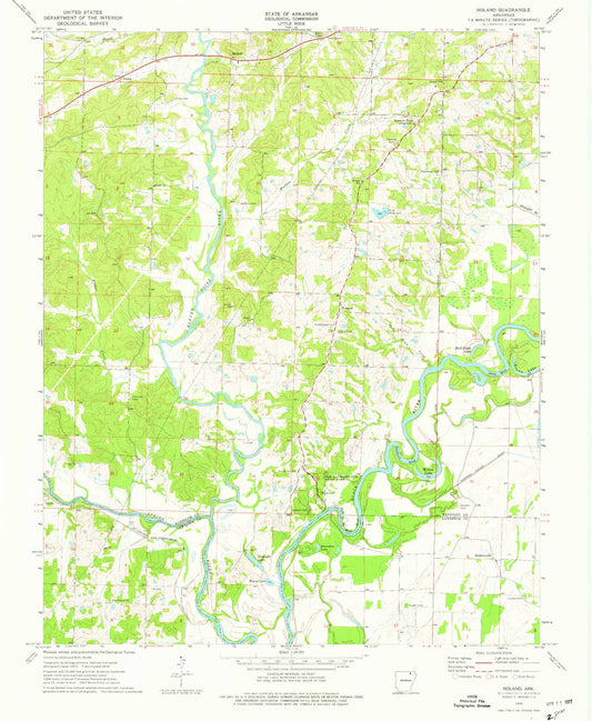 Classic USGS Noland Arkansas 7.5'x7.5' Topo Map Image