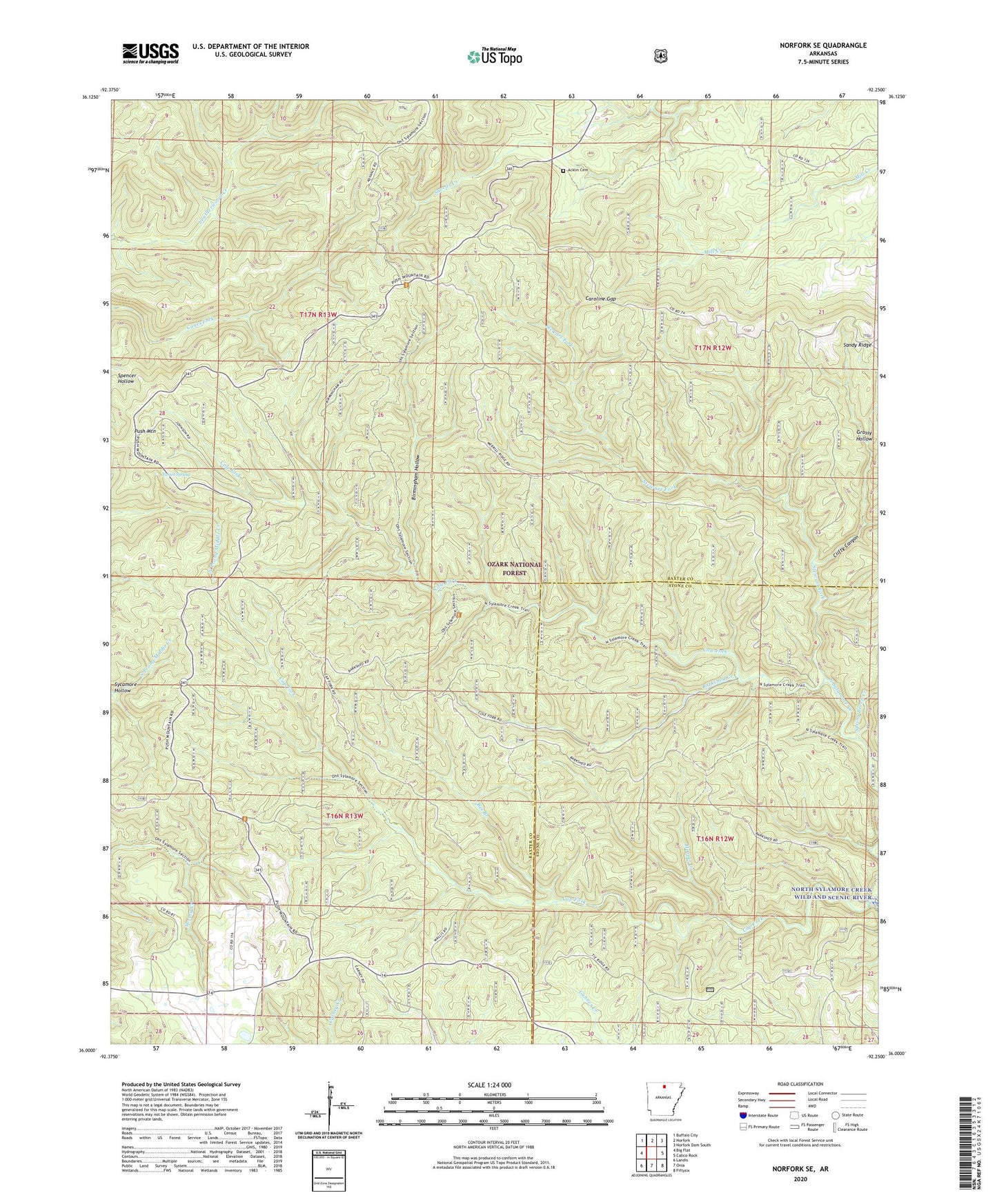 Norfork SE Arkansas US Topo Map Image