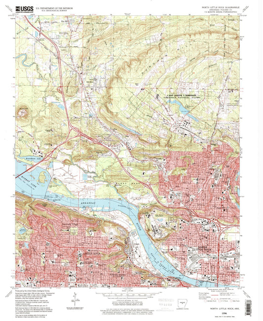 Classic USGS North Little Rock Arkansas 7.5'x7.5' Topo Map Image
