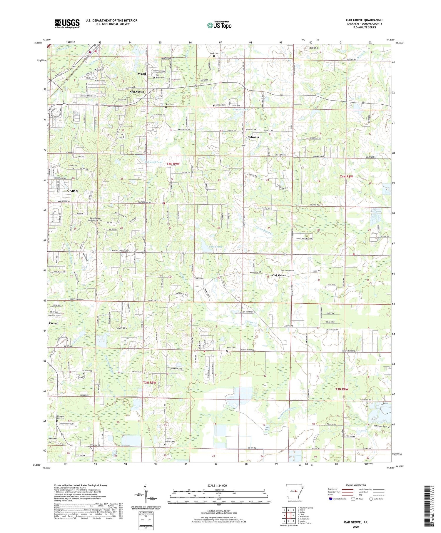 Oak Grove Arkansas US Topo Map Image
