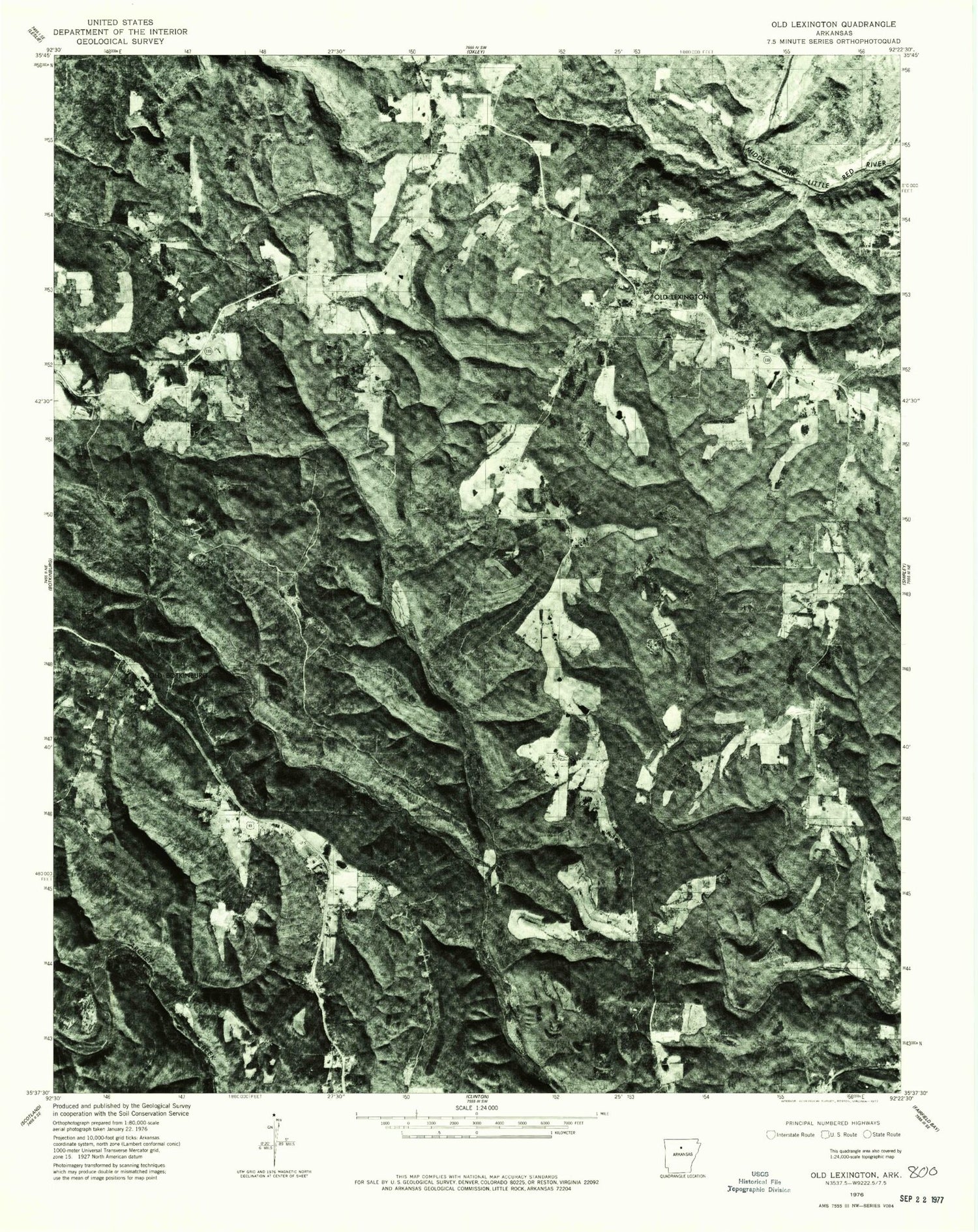 Classic USGS Old Lexington Arkansas 7.5'x7.5' Topo Map Image
