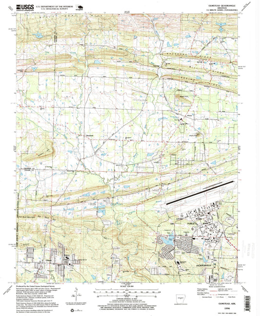 Classic USGS Olmstead Arkansas 7.5'x7.5' Topo Map Image