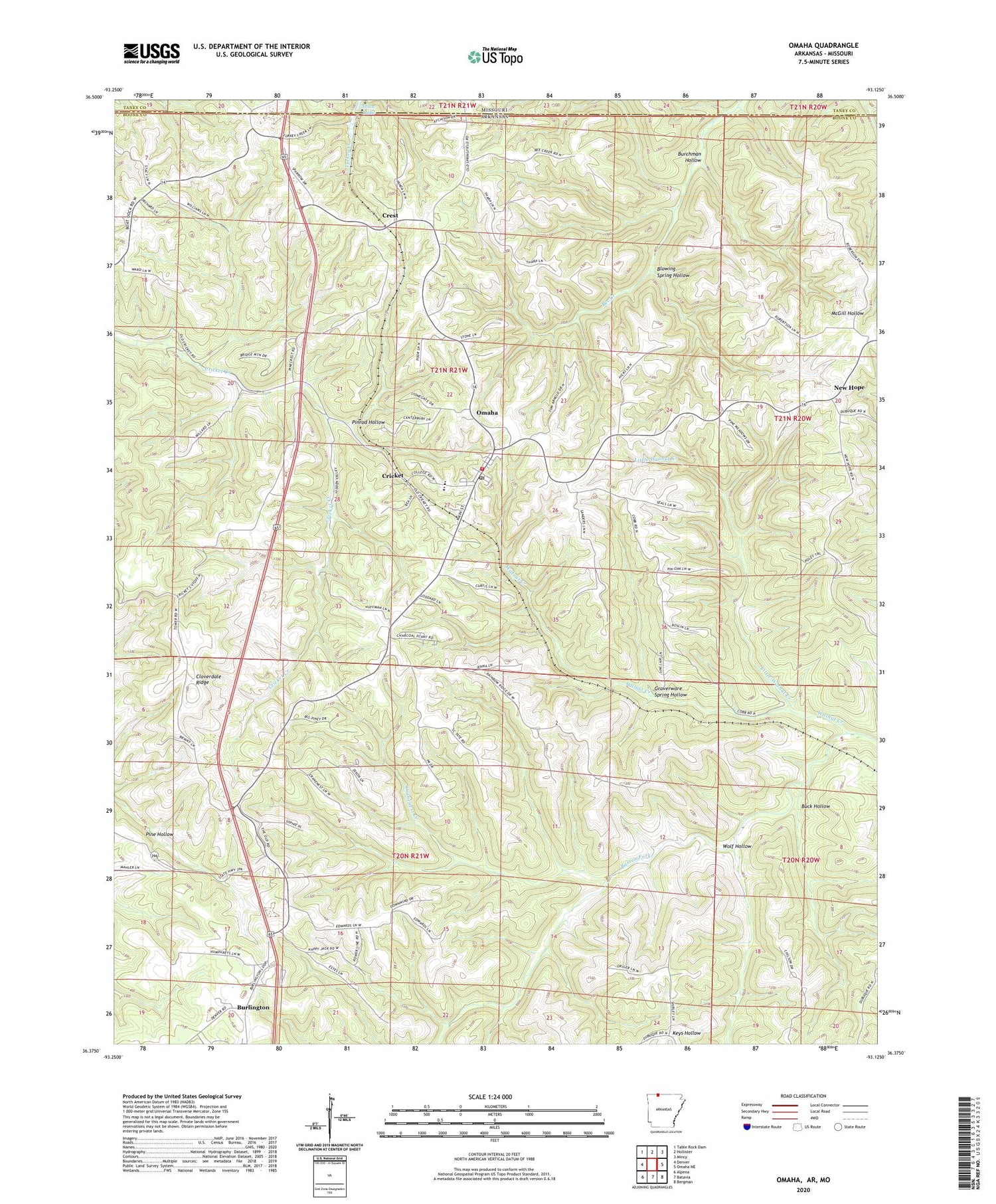 Omaha Arkansas US Topo Map Image