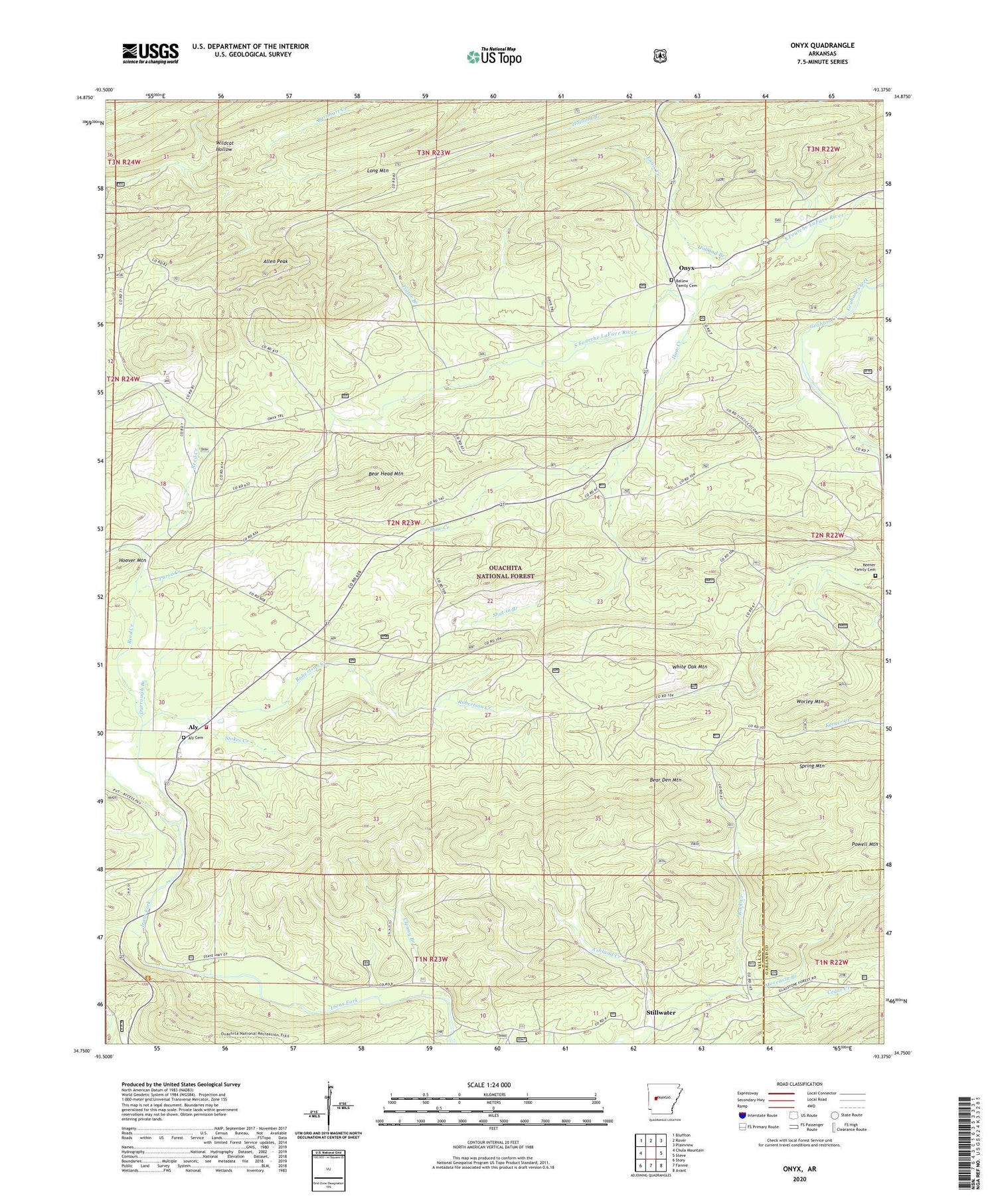 Onyx Arkansas US Topo Map Image