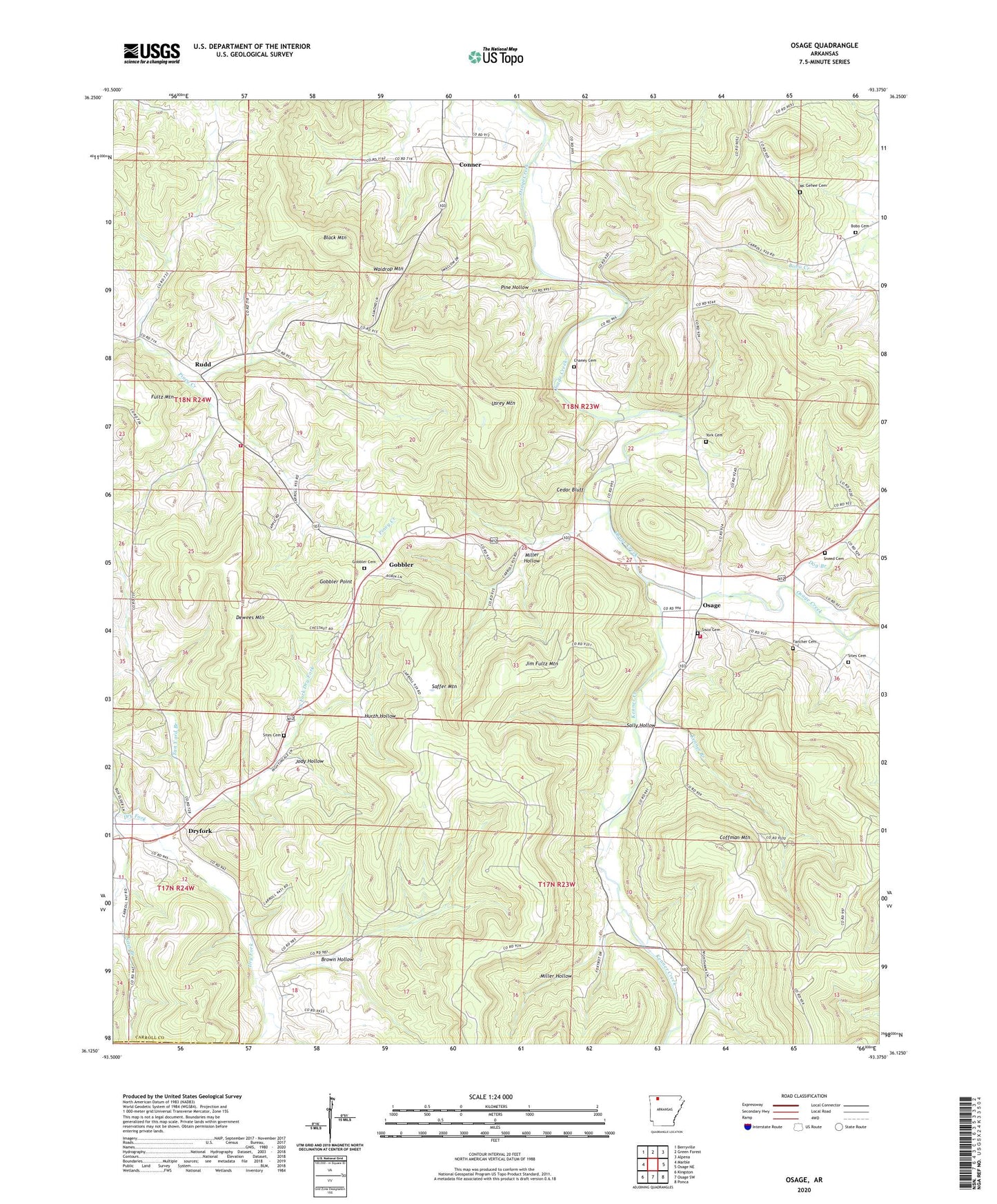 Osage Arkansas US Topo Map Image