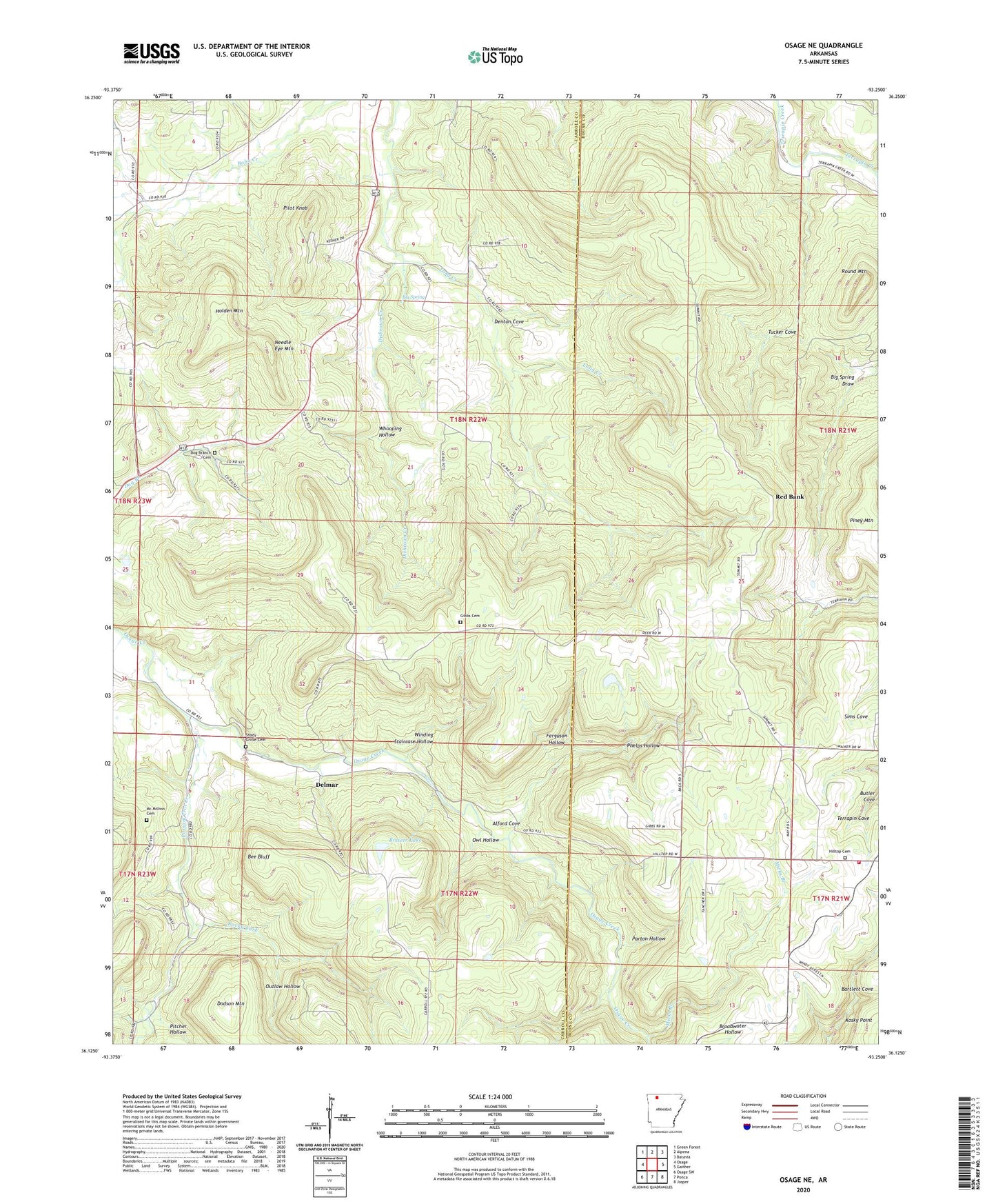 Osage NE Arkansas US Topo Map Image