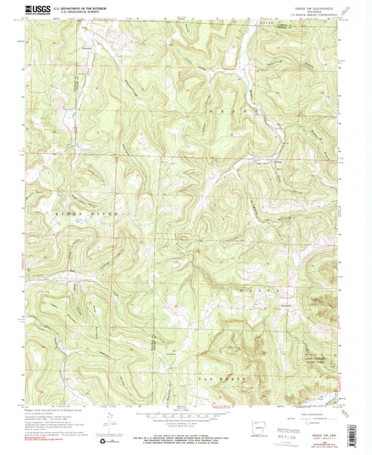 Classic USGS Osage SW Arkansas 7.5'x7.5' Topo Map Image