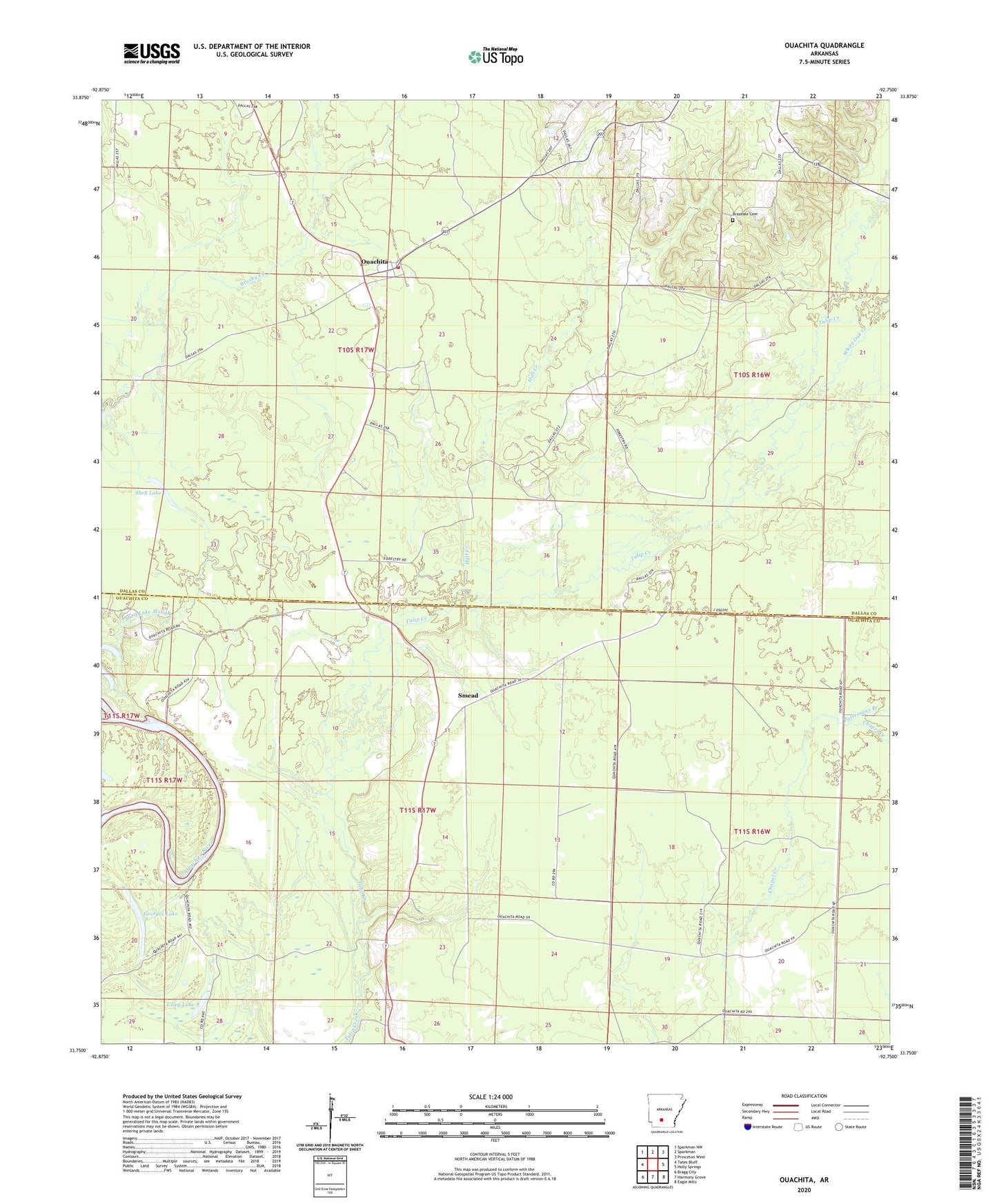 Ouachita Arkansas US Topo Map Image