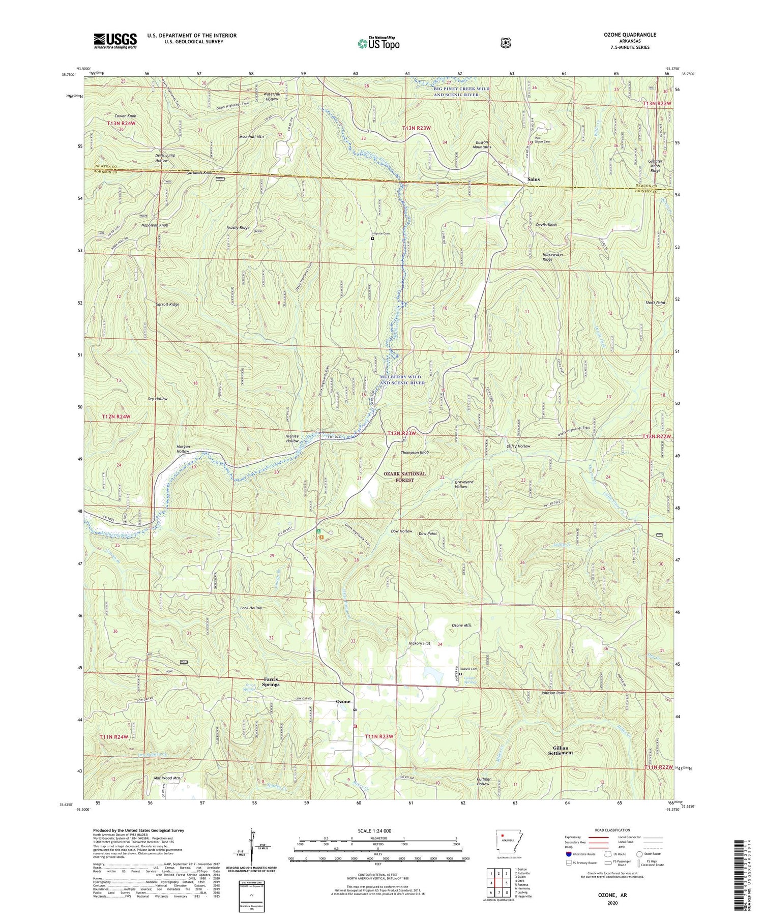 Ozone Arkansas US Topo Map Image