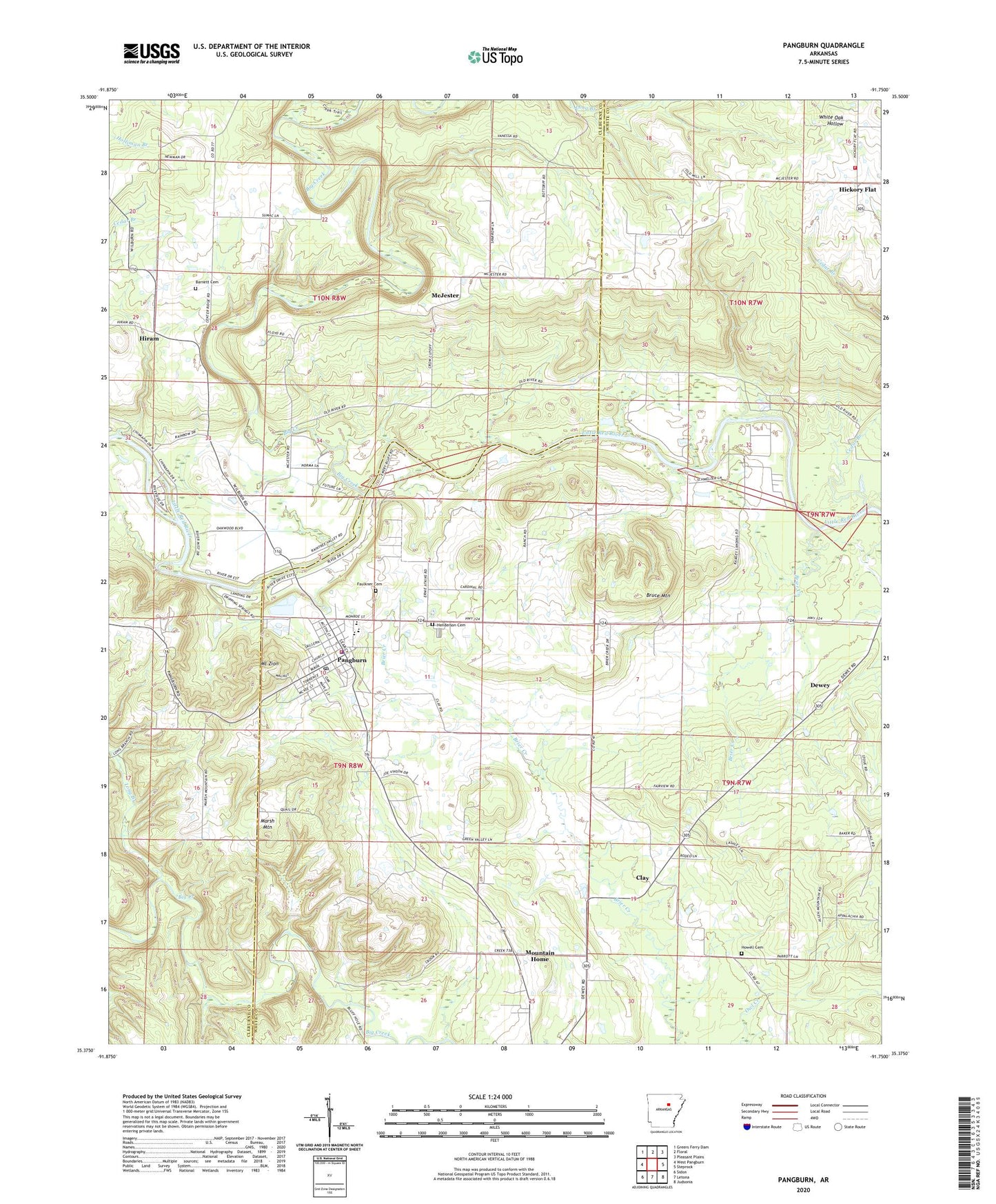 Pangburn Arkansas US Topo Map Image
