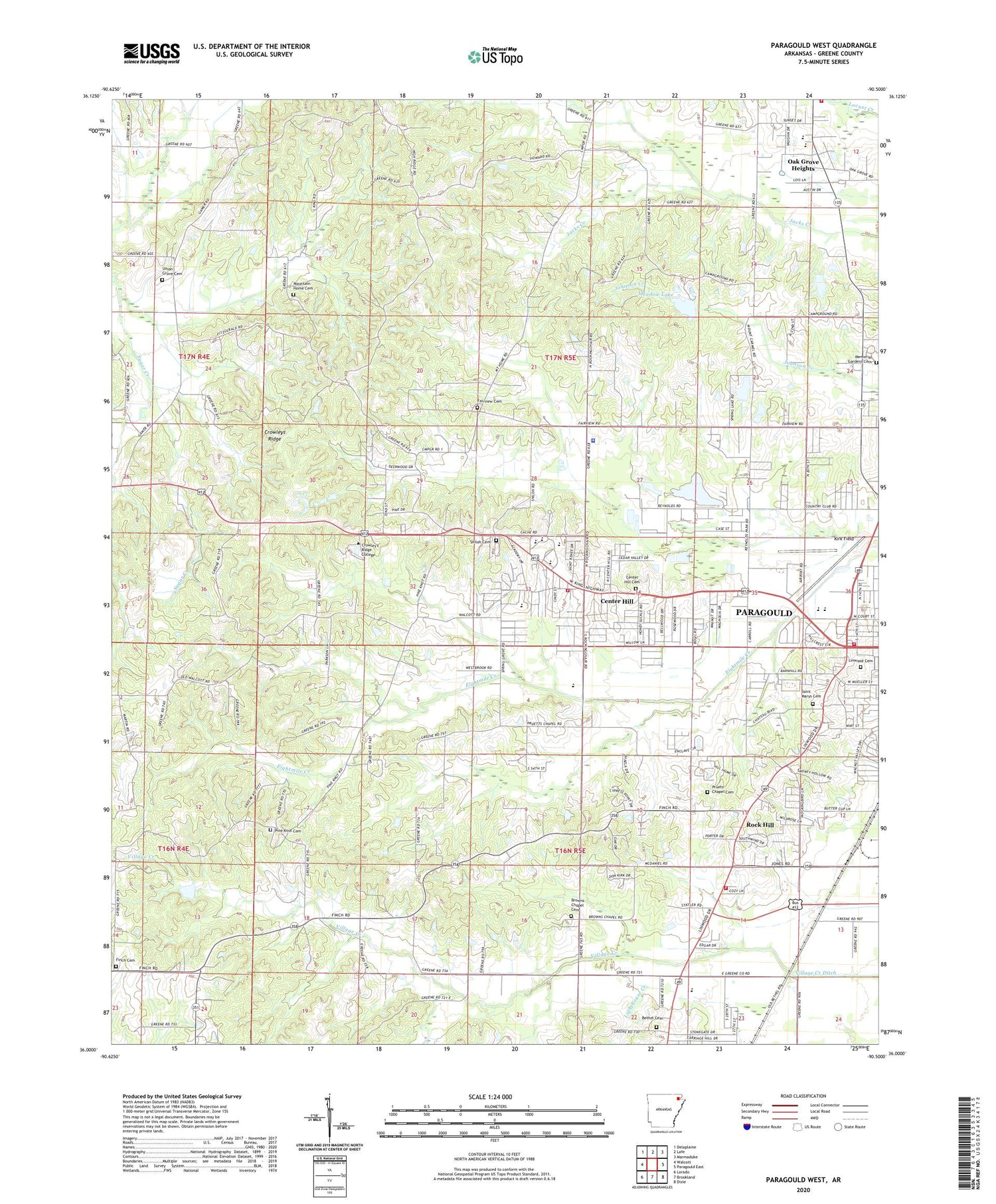 Paragould West Arkansas US Topo Map Image