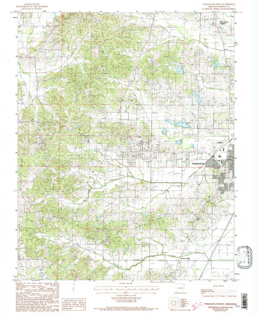 Classic USGS Paragould West Arkansas 7.5'x7.5' Topo Map Image