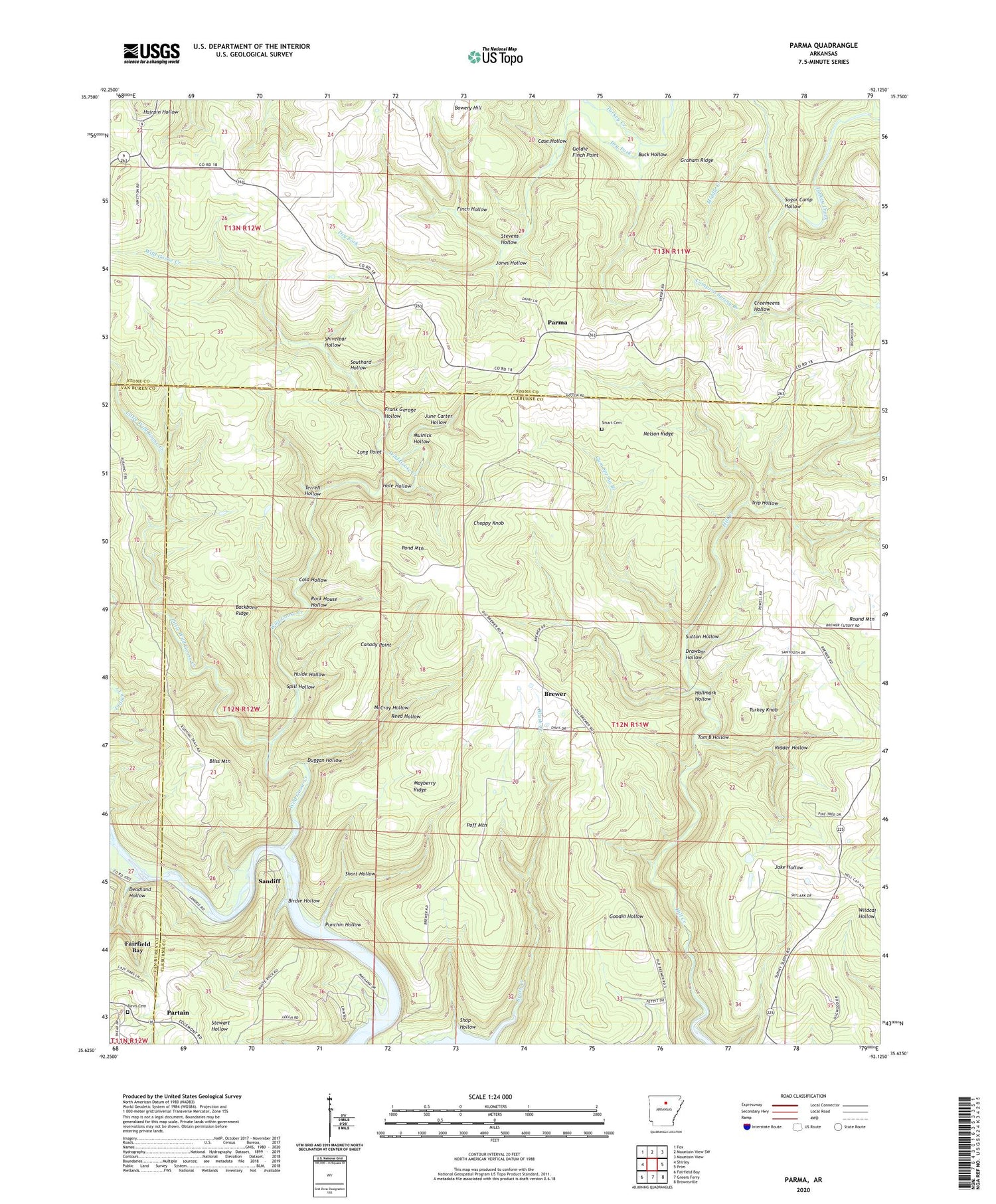 Parma Arkansas US Topo Map Image