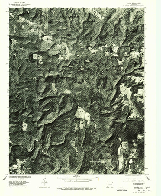 Classic USGS Parma Arkansas 7.5'x7.5' Topo Map Image