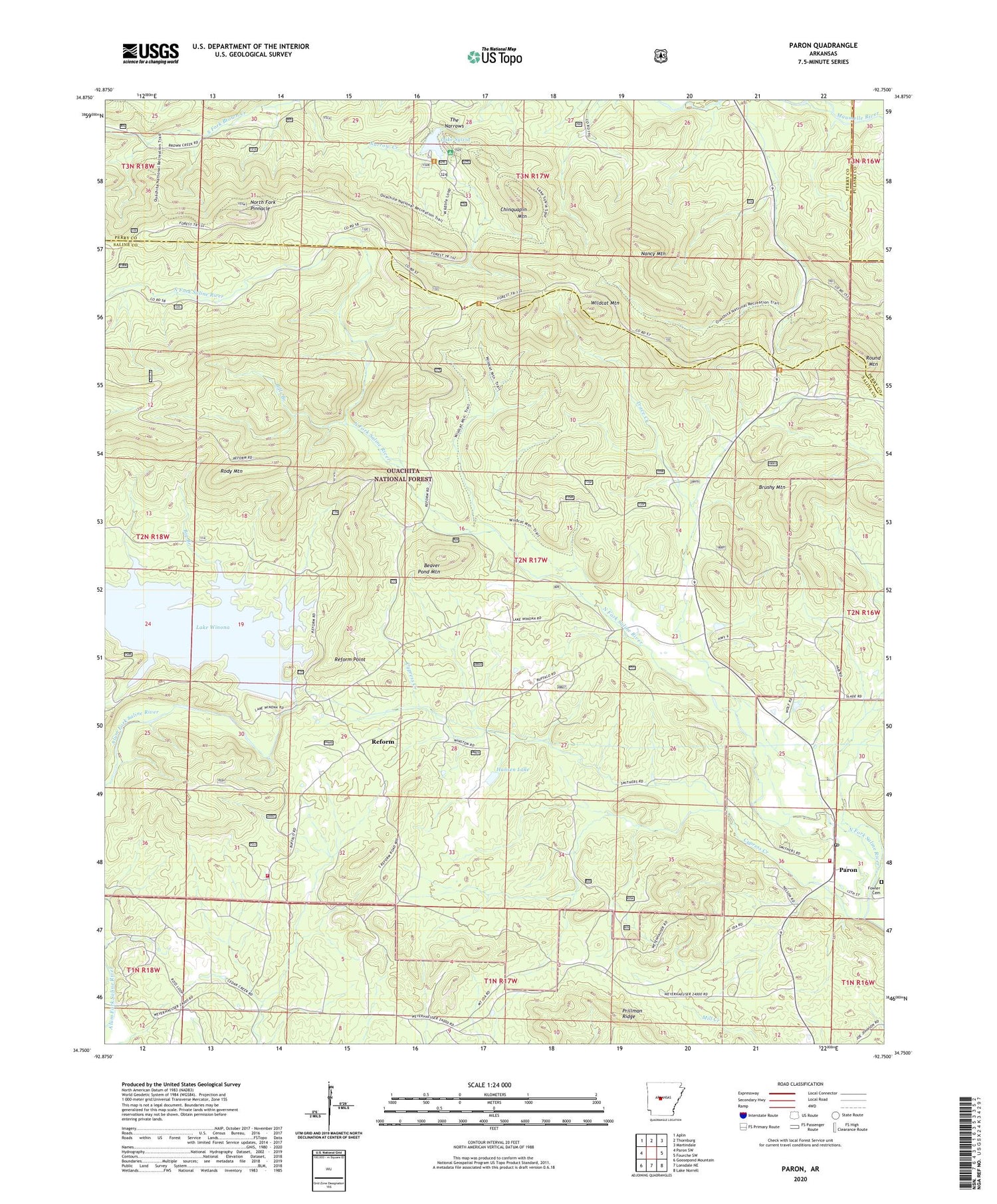 Paron Arkansas US Topo Map Image