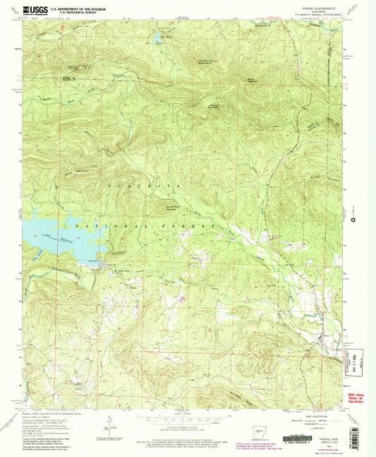Classic USGS Paron Arkansas 7.5'x7.5' Topo Map Image