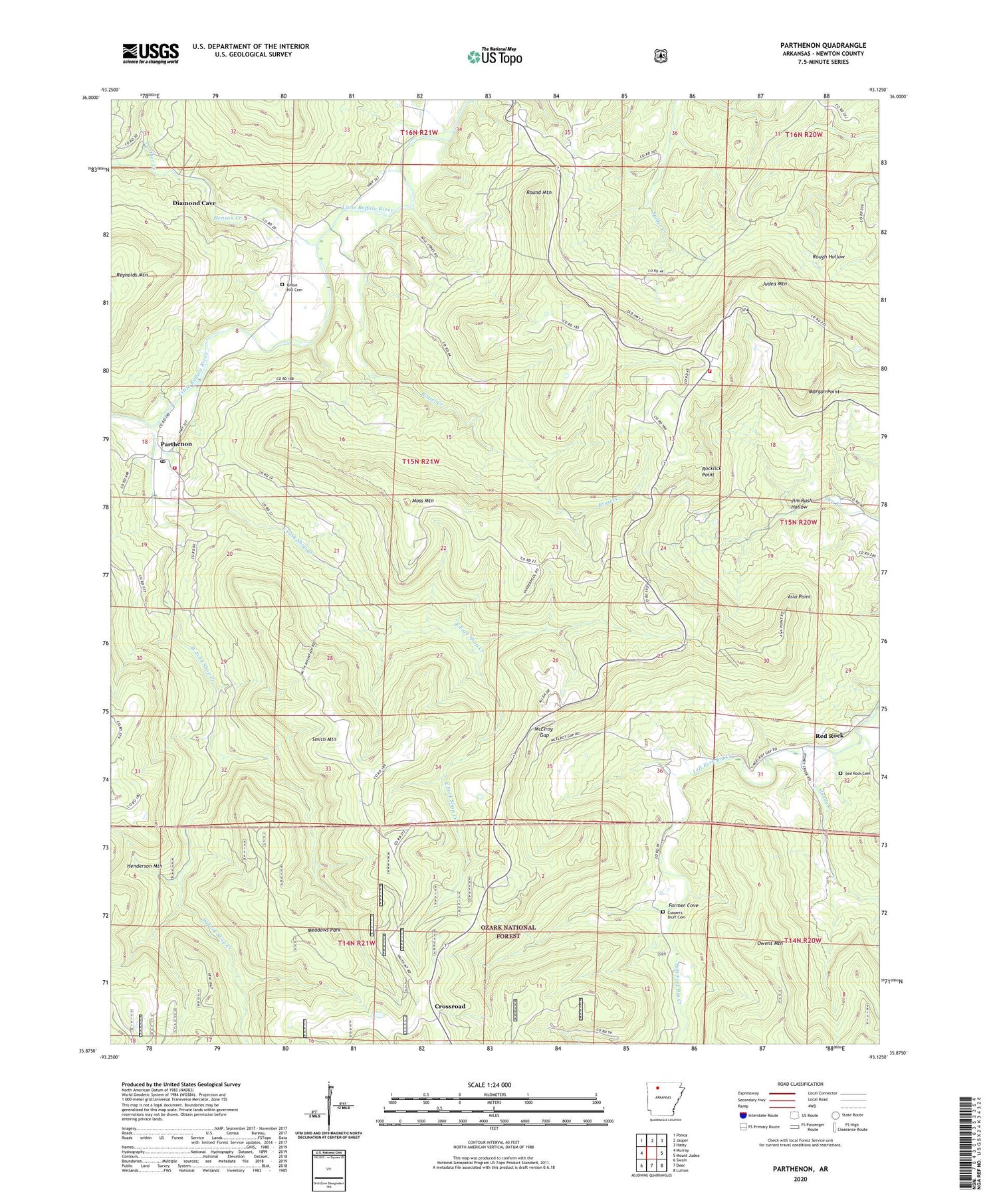 Parthenon Arkansas US Topo Map Image