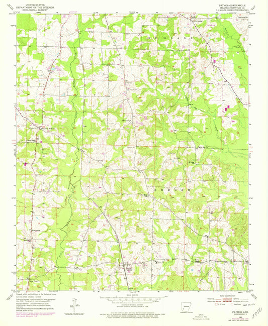 Classic USGS Patmos Arkansas 7.5'x7.5' Topo Map Image