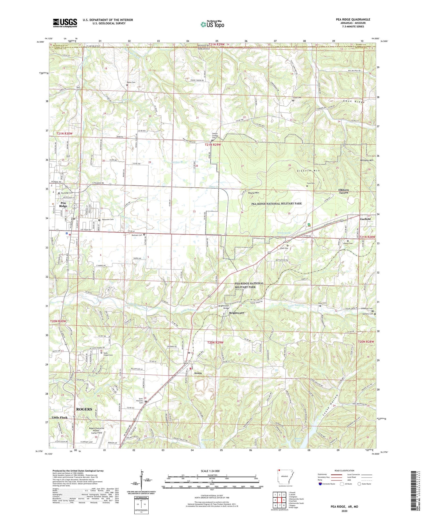 Pea Ridge Arkansas US Topo Map Image