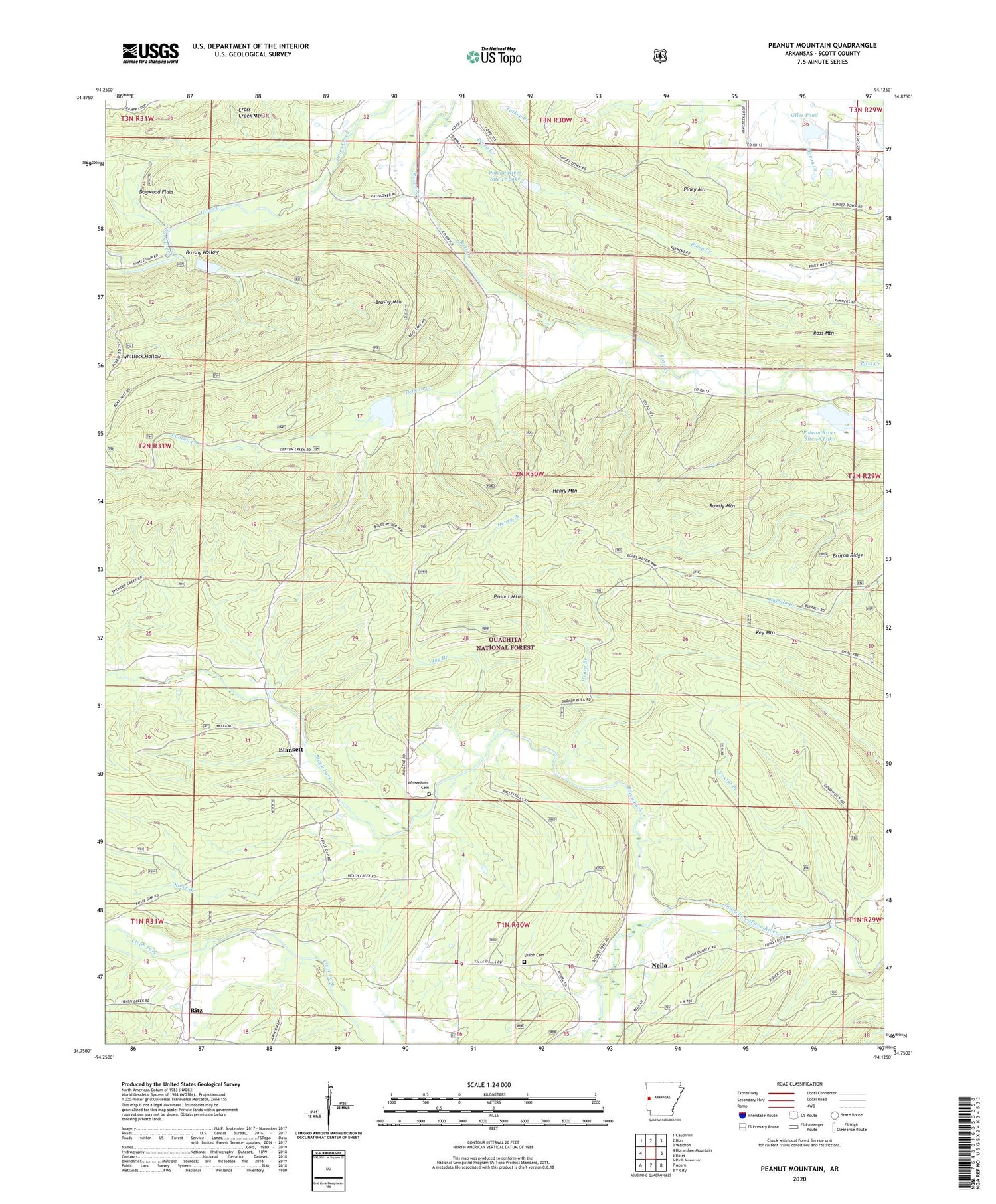 Peanut Mountain Arkansas US Topo Map Image