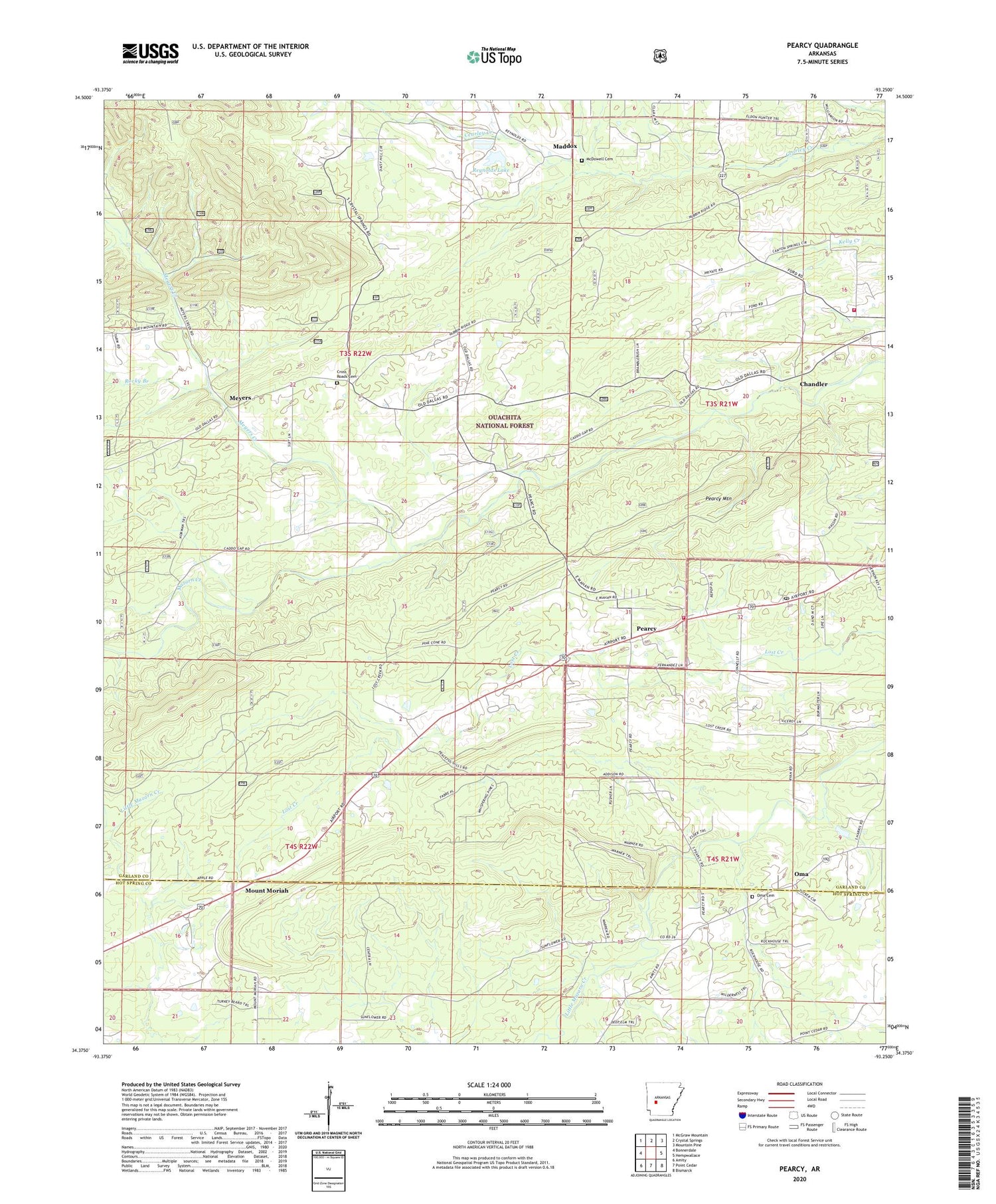 Pearcy Arkansas US Topo Map Image