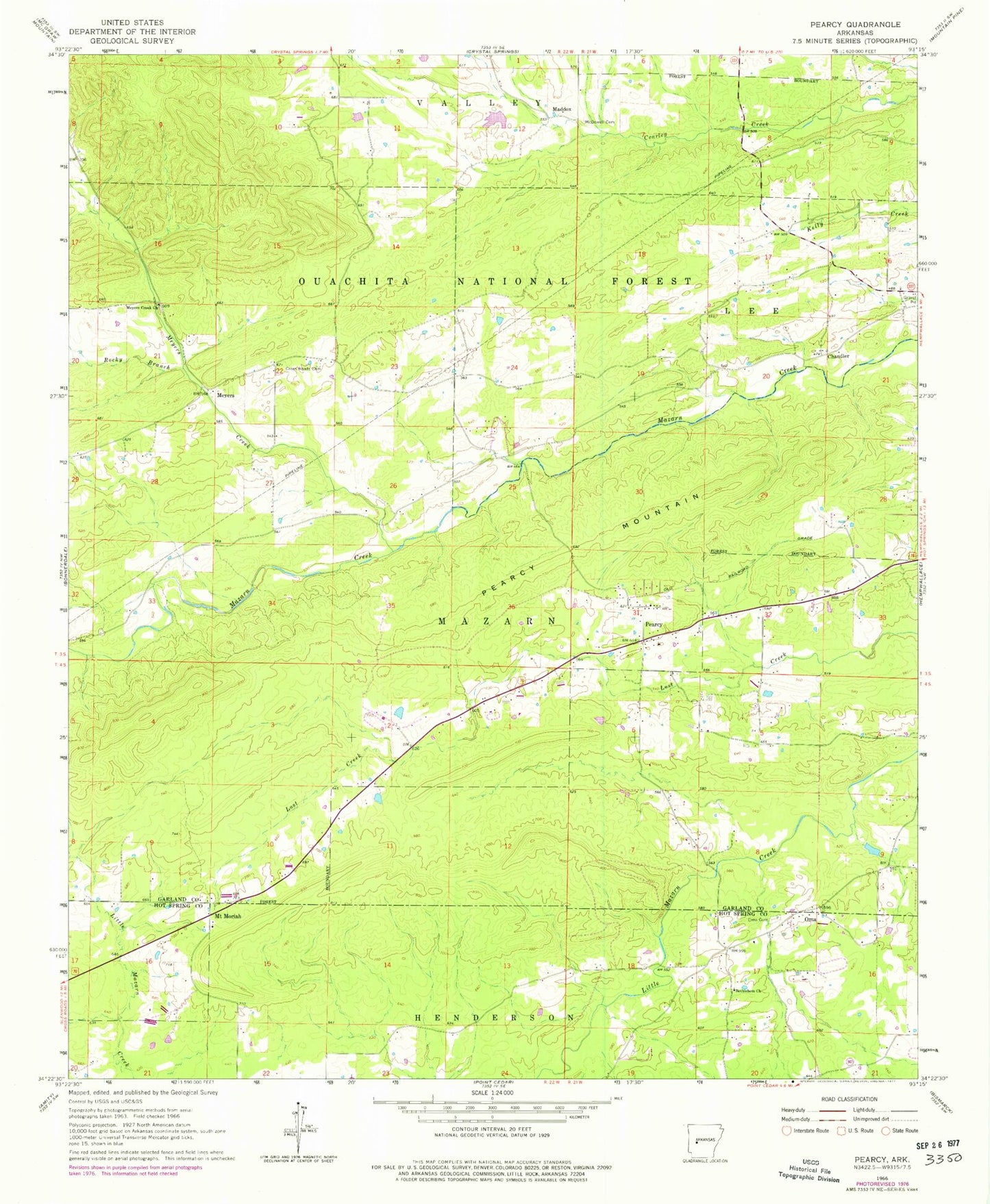 Classic USGS Pearcy Arkansas 7.5'x7.5' Topo Map Image