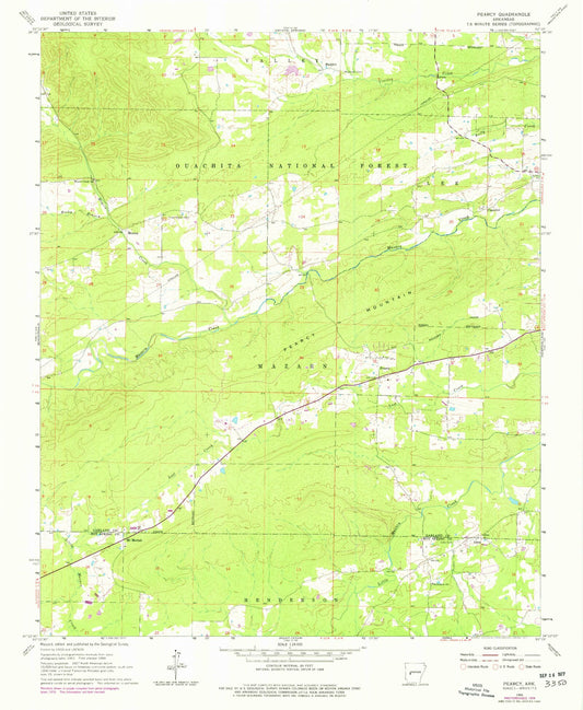 Classic USGS Pearcy Arkansas 7.5'x7.5' Topo Map Image