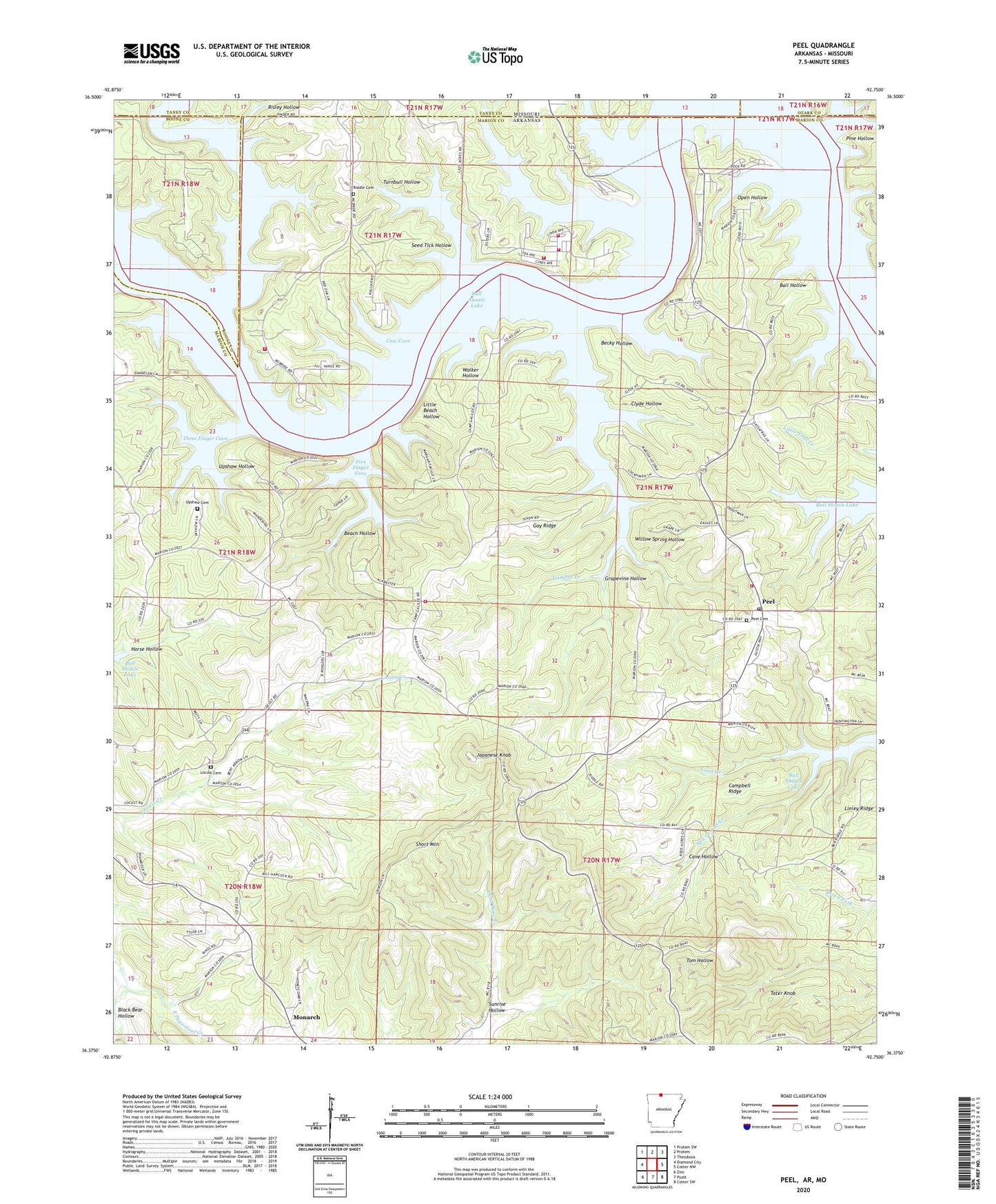 Peel Arkansas US Topo Map Image