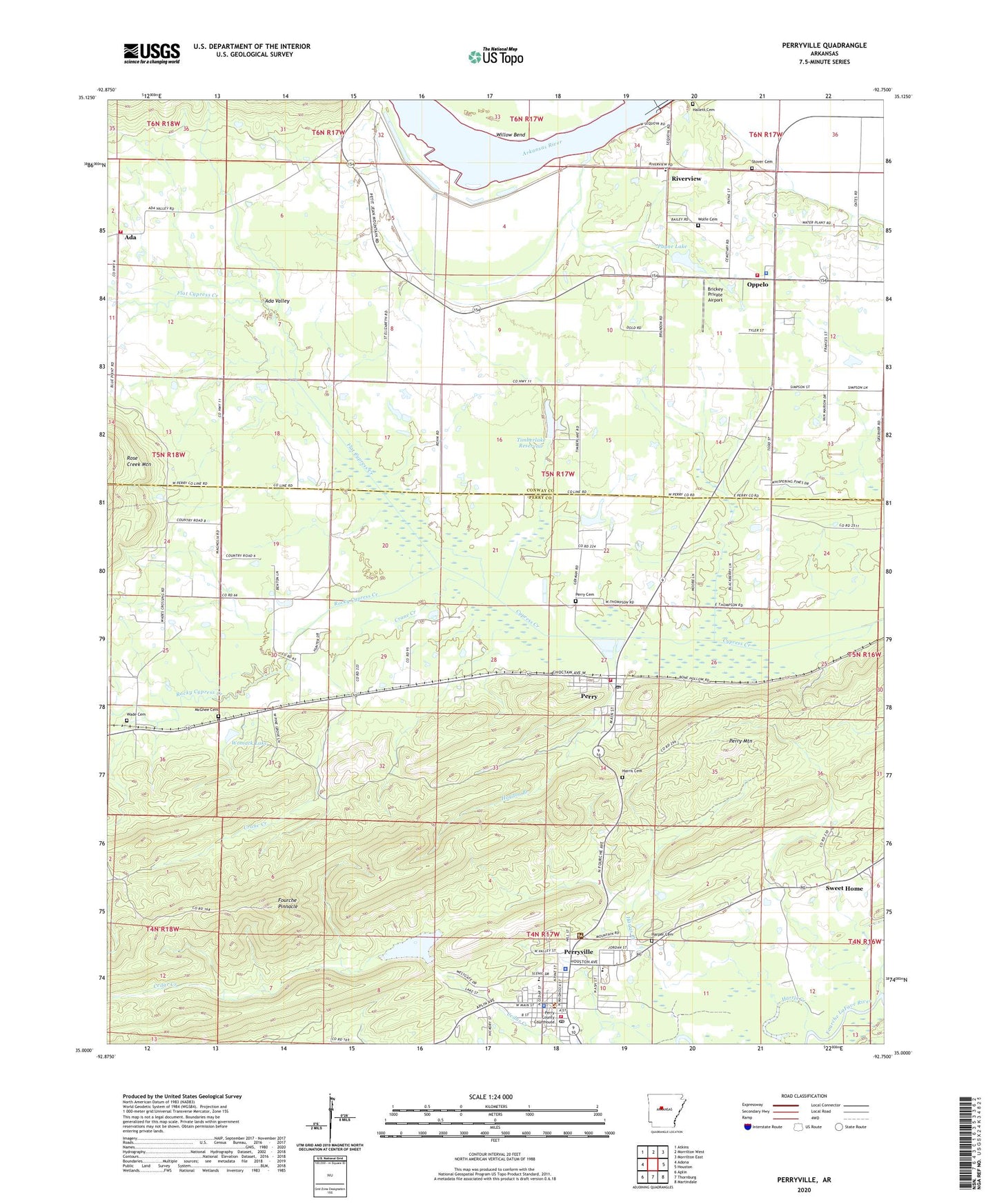 Perryville Arkansas US Topo Map Image