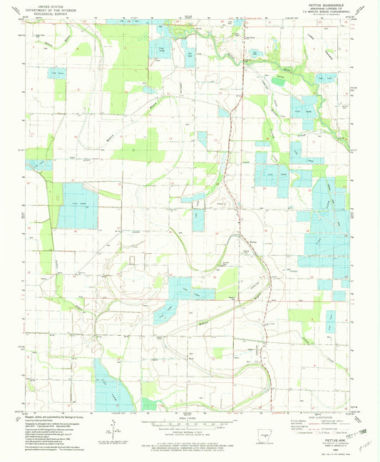 Classic USGS Pettus Arkansas 7.5'x7.5' Topo Map Image
