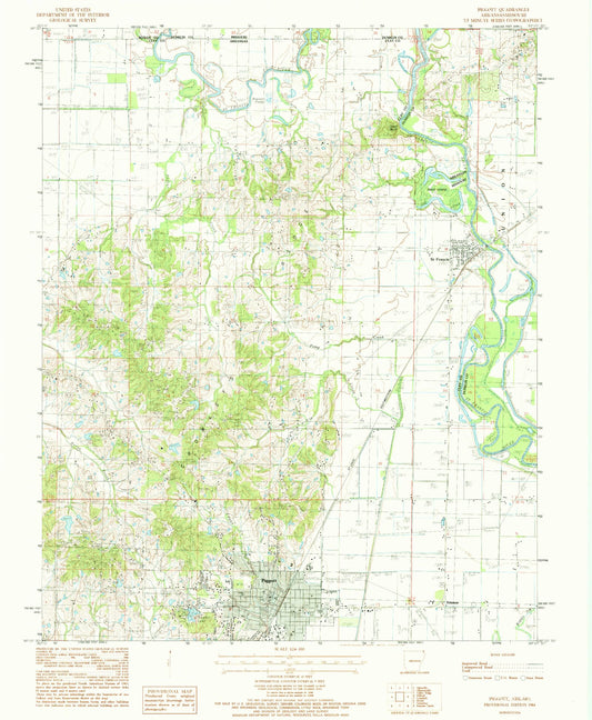 Classic USGS Piggott Arkansas 7.5'x7.5' Topo Map Image