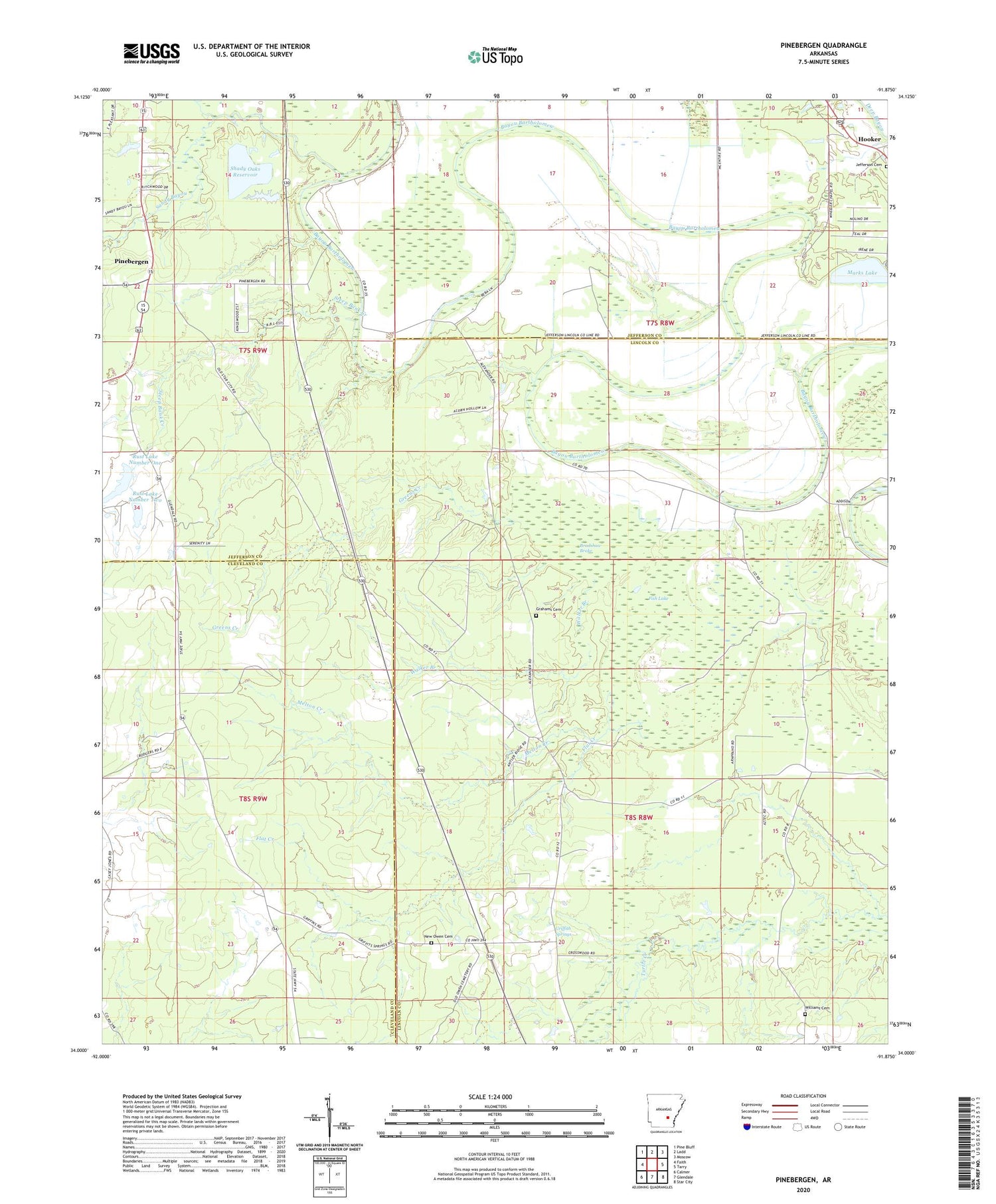 Pinebergen Arkansas US Topo Map Image