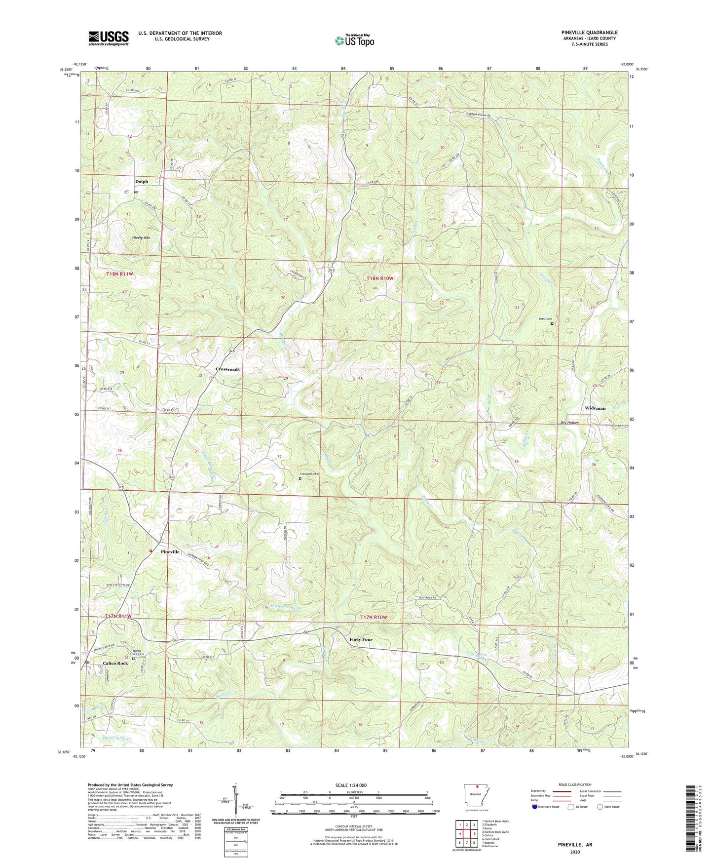 Pineville Arkansas US Topo Map Image