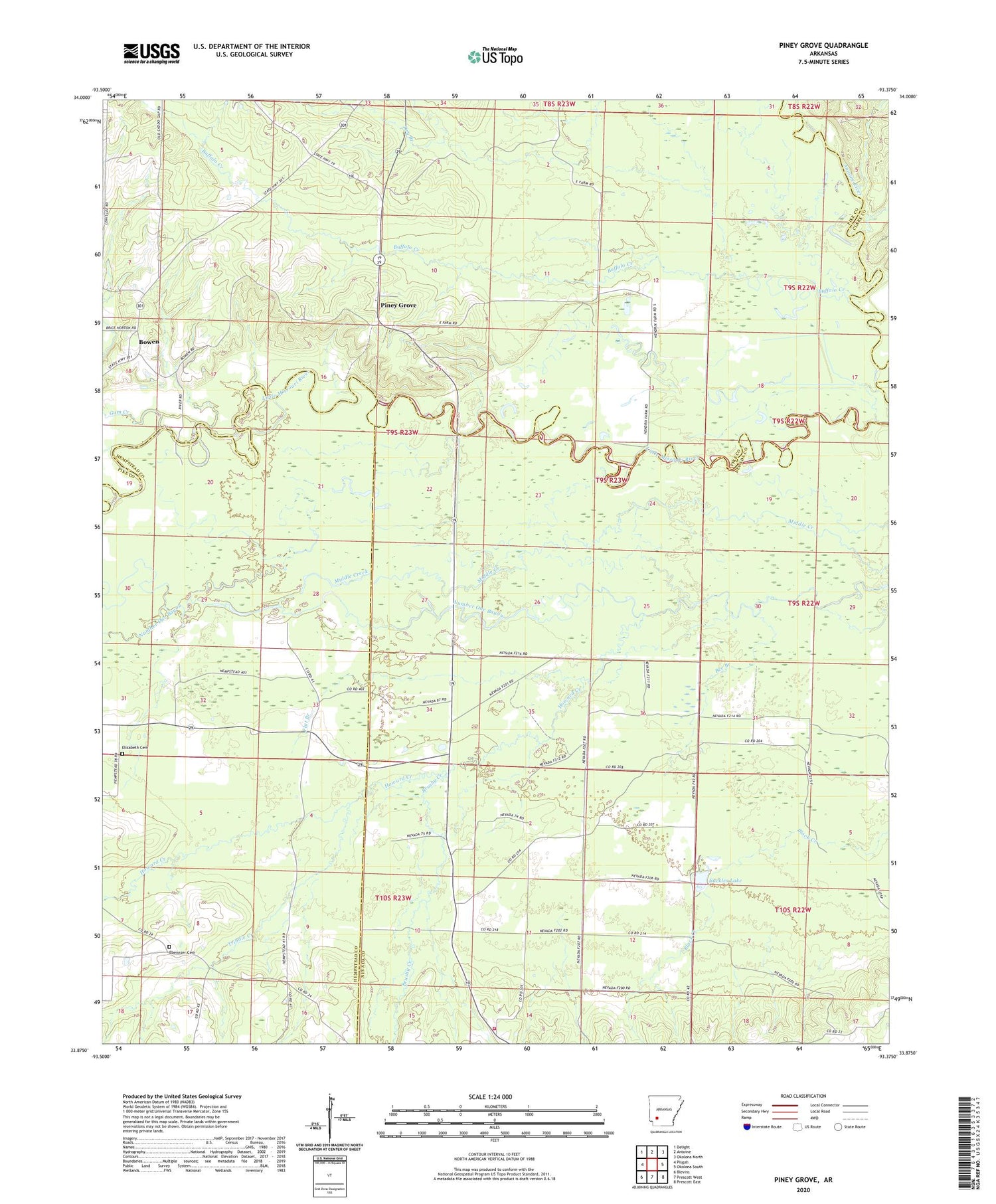 Piney Grove Arkansas US Topo Map Image