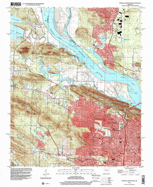 Classic USGS Pinnacle Mountain Arkansas 7.5'x7.5' Topo Map Image