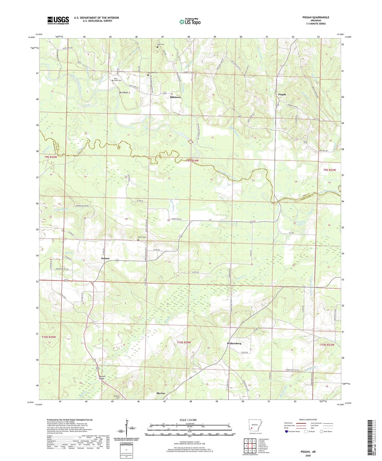 Pisgah Arkansas US Topo Map Image
