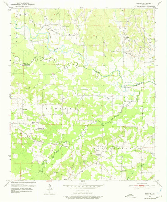 Classic USGS Pisgah Arkansas 7.5'x7.5' Topo Map Image