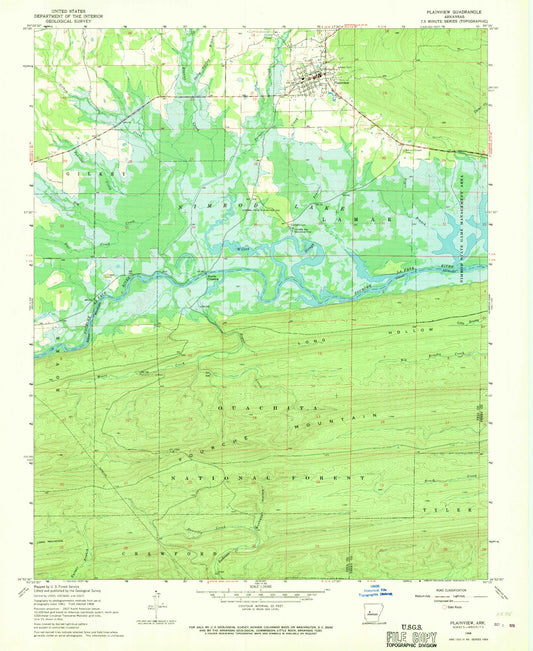 Classic USGS Plainview Arkansas 7.5'x7.5' Topo Map Image