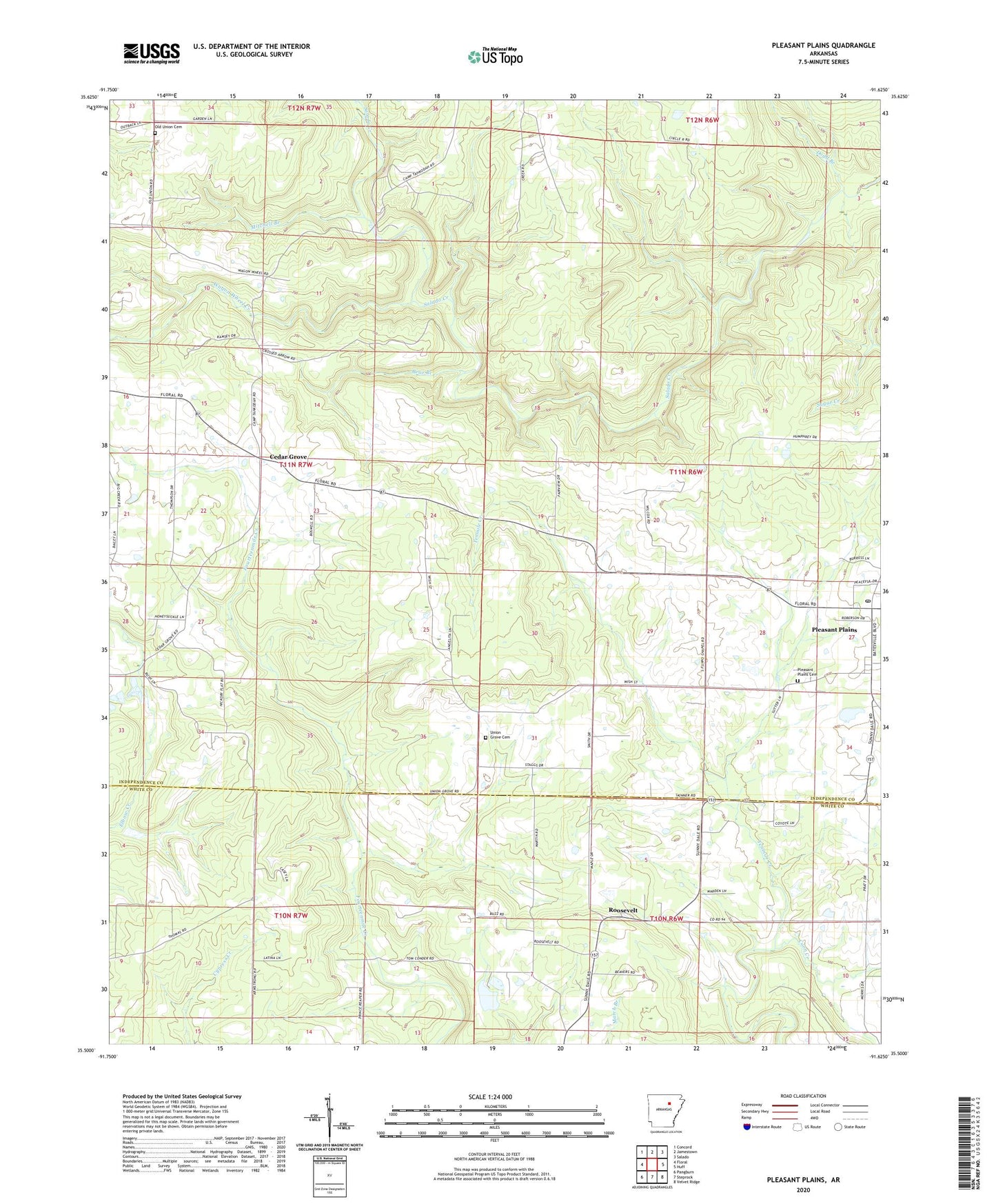 Pleasant Plains Arkansas US Topo Map Image