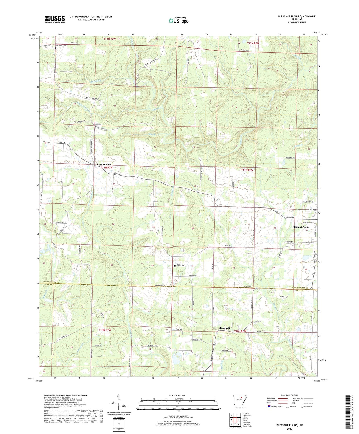 Pleasant Plains Arkansas US Topo Map Image