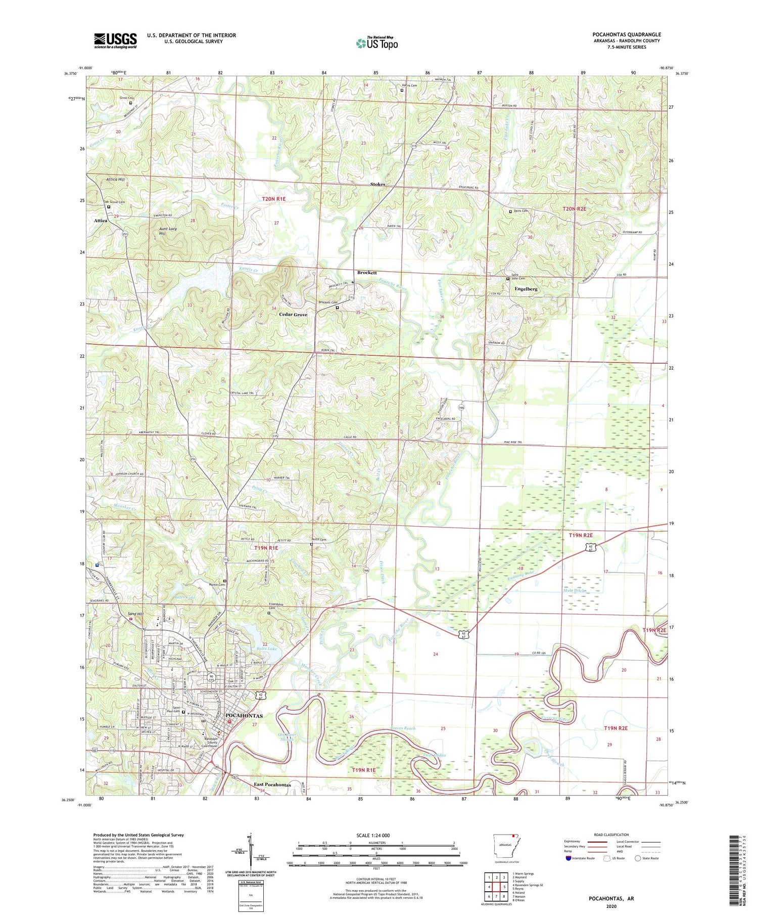 Pocahontas Arkansas US Topo Map Image
